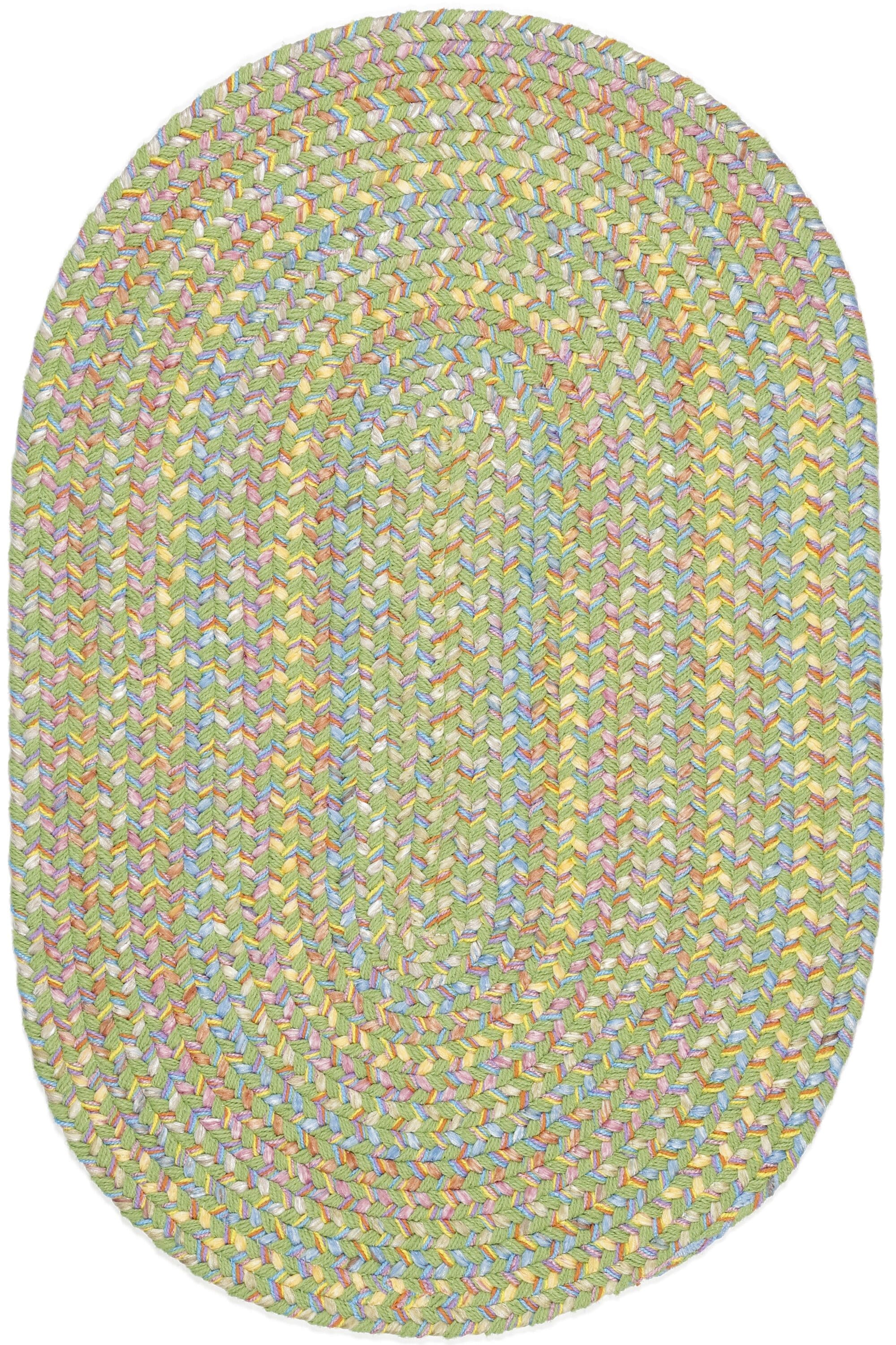 Rhody Rug PT44R024X036 2 x 3 (ft) Braided Polypropylene Lime Oval Indoor/Outdoor Geometric Area rug