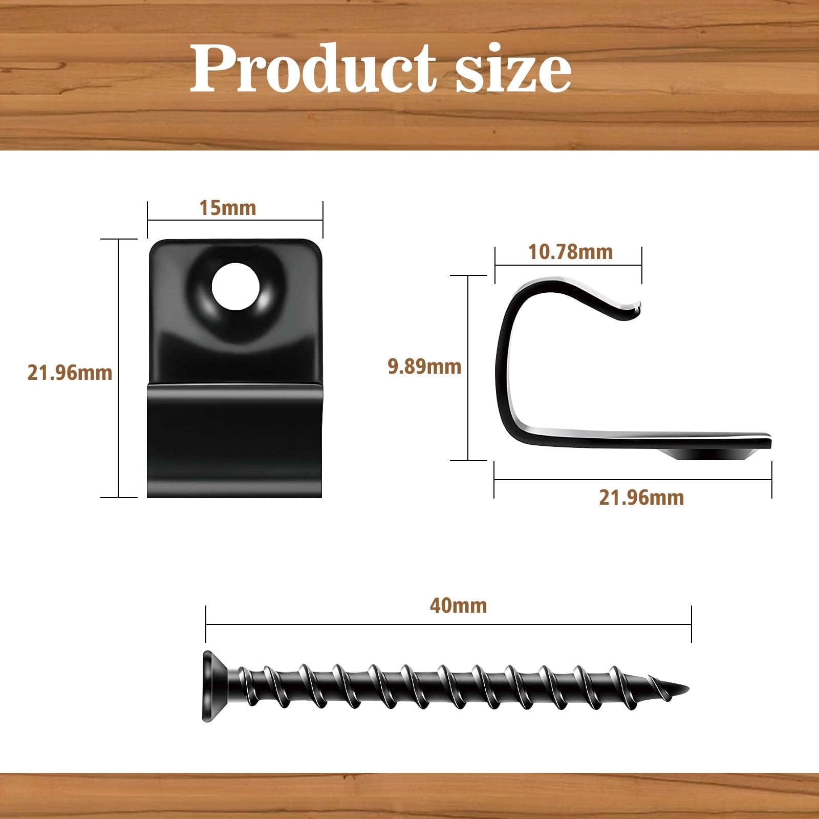 Etokfoks  316 stainless steel black hidden deck fasteners starter clips with screws for grooved composite decking boards 40 piece pack