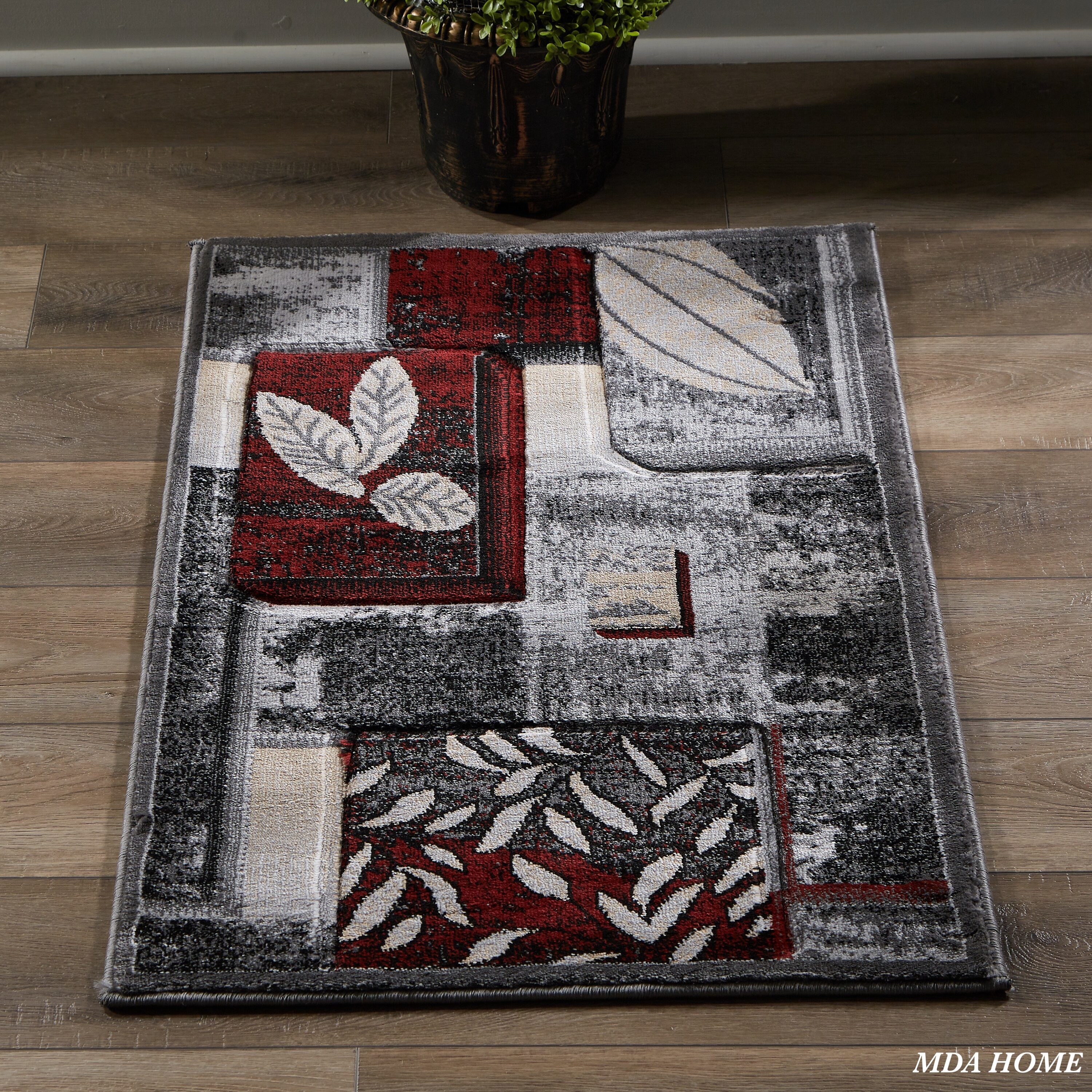 MDA Rugs GM6923 Glamour 2 x 3 (ft) Polypropylene Gray/Red Rectangular Indoor Abstract Area rug