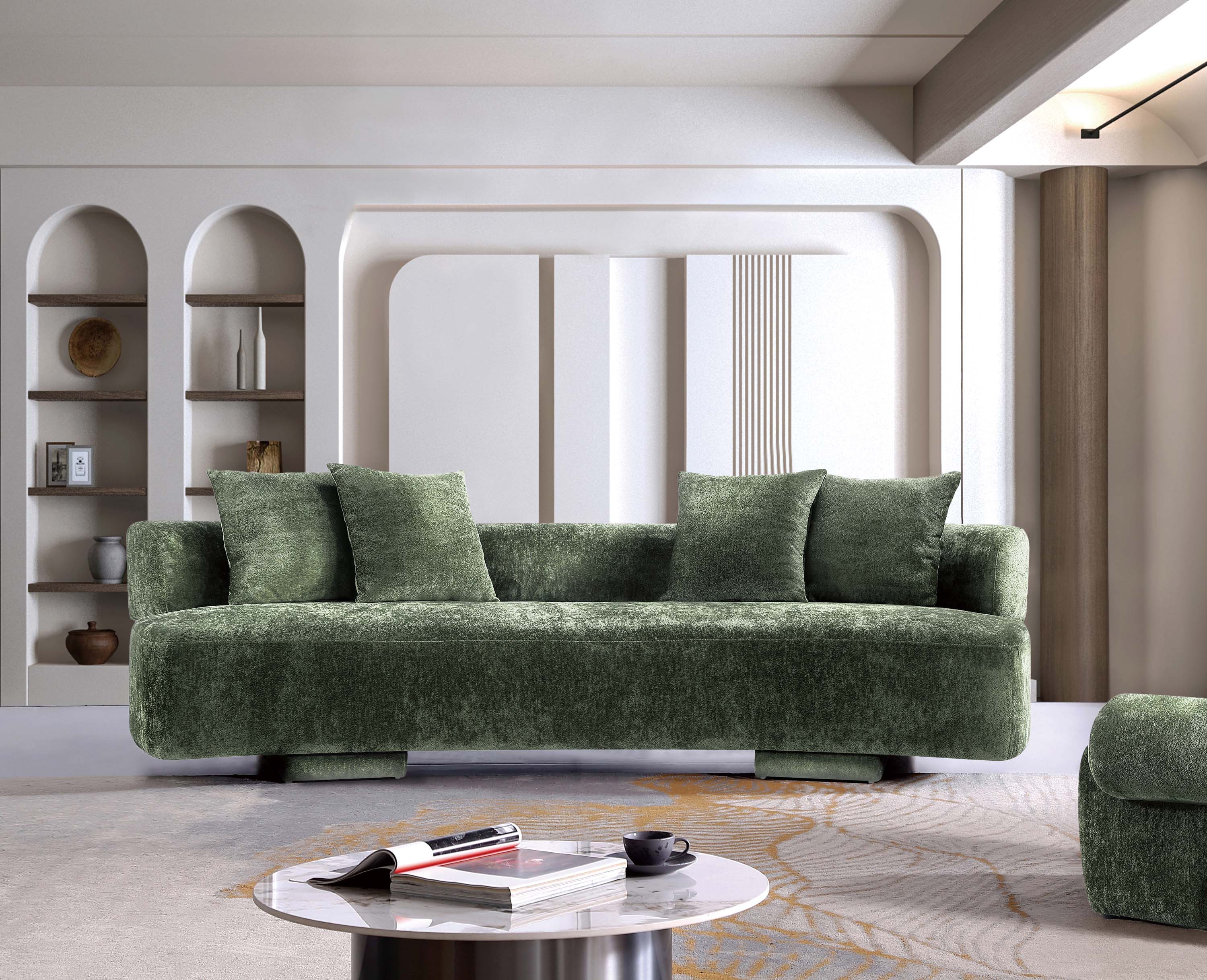 Manhattan Comfort SF016-OG 112.2-in Midcentury Olive Green Chenille Sofa