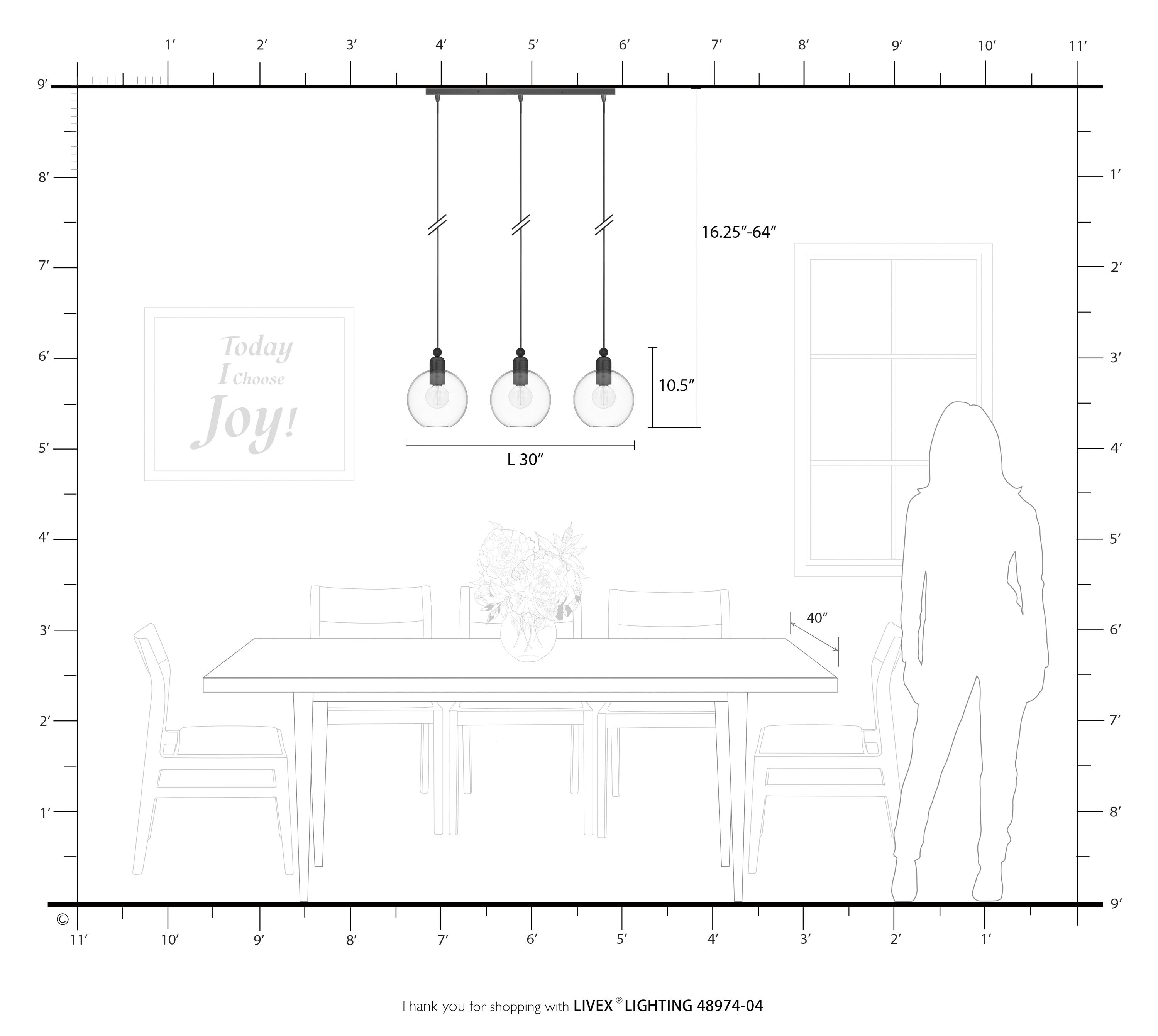Downtown Black and Brushed Nickel 3-Light Chandelier with Clear Glass Shades