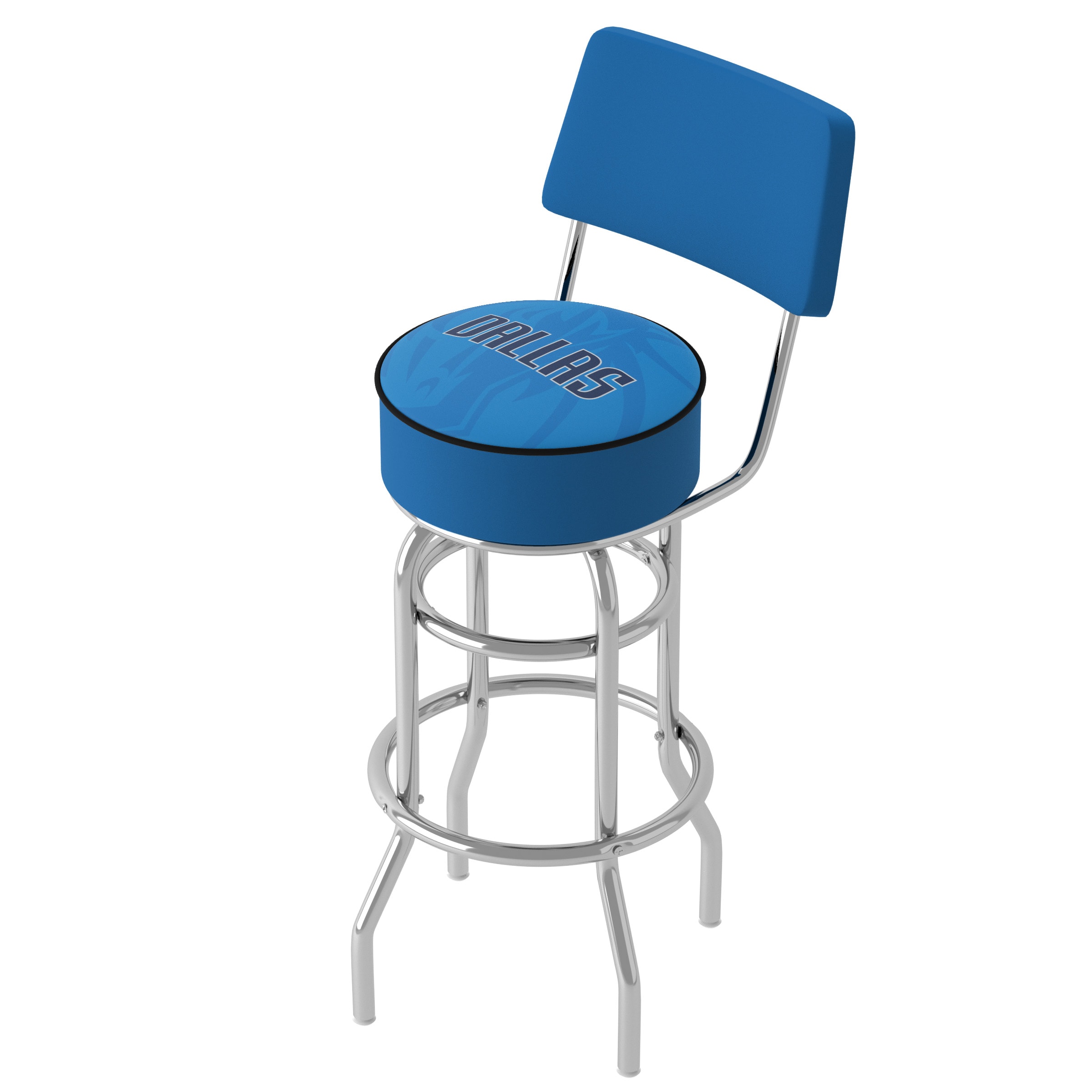 Trademark Gameroom NBA1100-DM2-TWN Dallas Mavericks 31-in H Bar height (28-in to 33-in) Round Seat Upholstered Swivel Metal Back Bar Stool Back