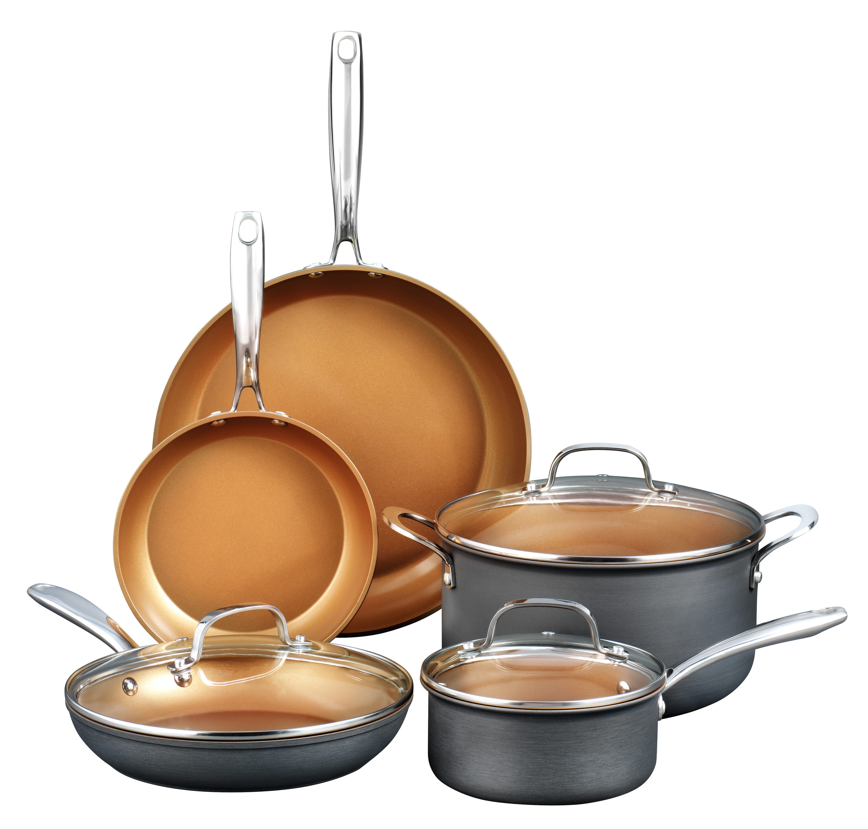 Gotham Steel Copper 8-Piece Stainless Steel Cookware Set with Non