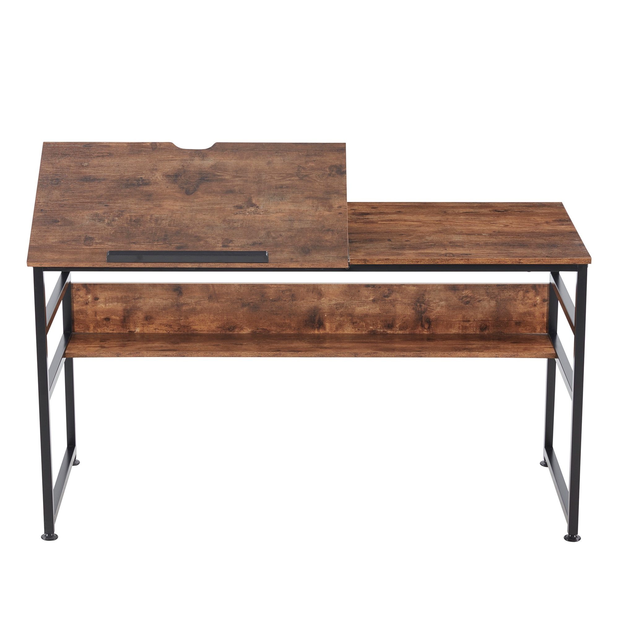 Pouuin SO736ATS 55.1-in Brown Country Computer Desk