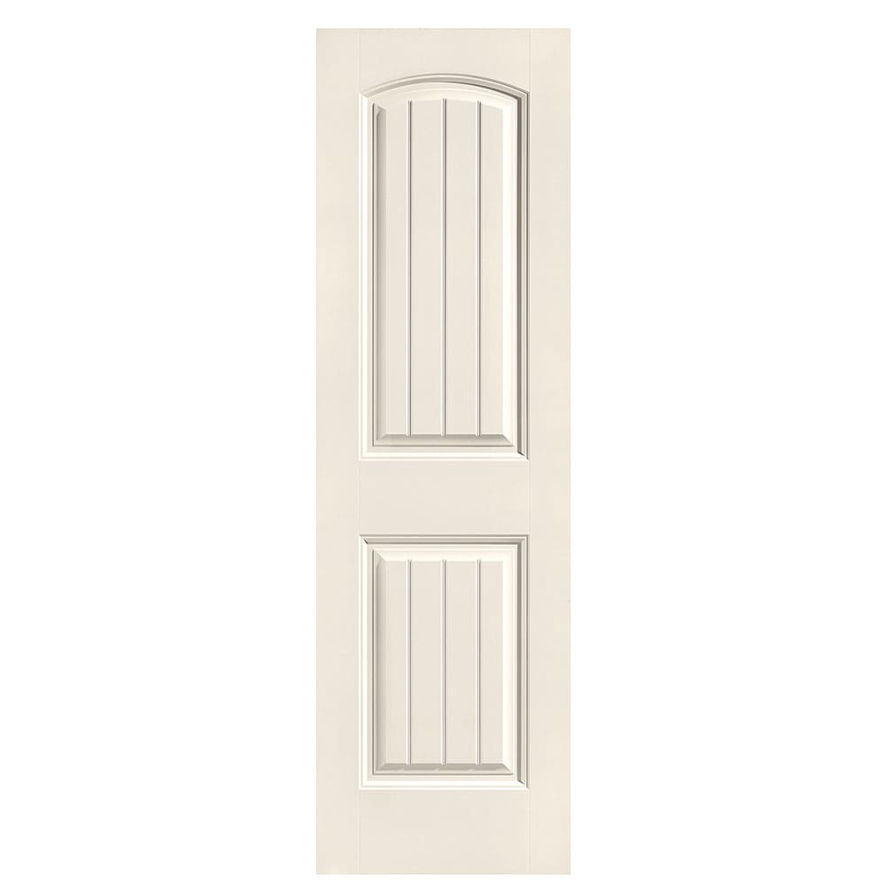 Masonite 1443666 Cheyenne 24-in x 80-in Moonglow 2-panel round top plank Smooth Solid core Prefinished Molded composite Slab Door