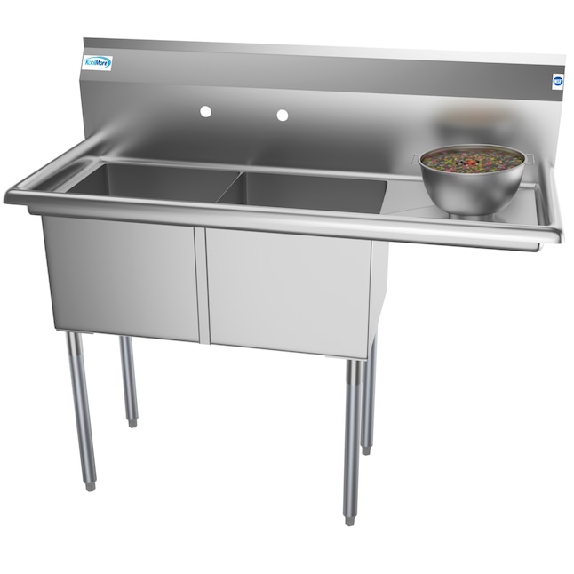 Freestanding Stainless Steel 48 in. 2-Hole Double Bowl Commercial Kitchen Sink Freestanding Stainless Steel 48 in. 2-Hole Double Bowl Commercial Kitchen Sink