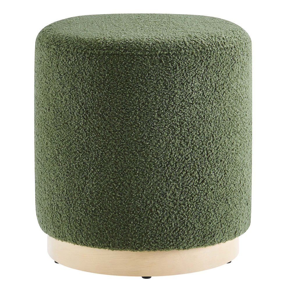 Modway - Tilden 16-in Round Sherpa Upholstered Ottoman in Moss Green Natural