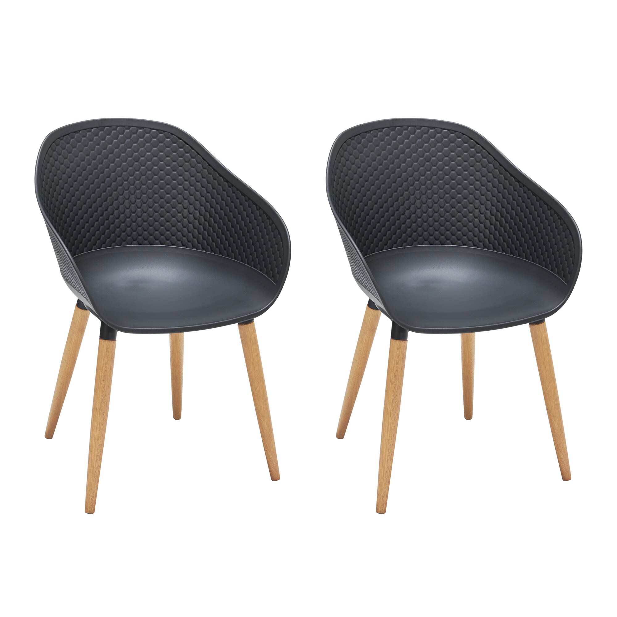 Armen Living LCIPCHGR Ipanema Set of 2 Light Ecalyptus/black Wood Frame Stationary Dining Chair with Solid Seat