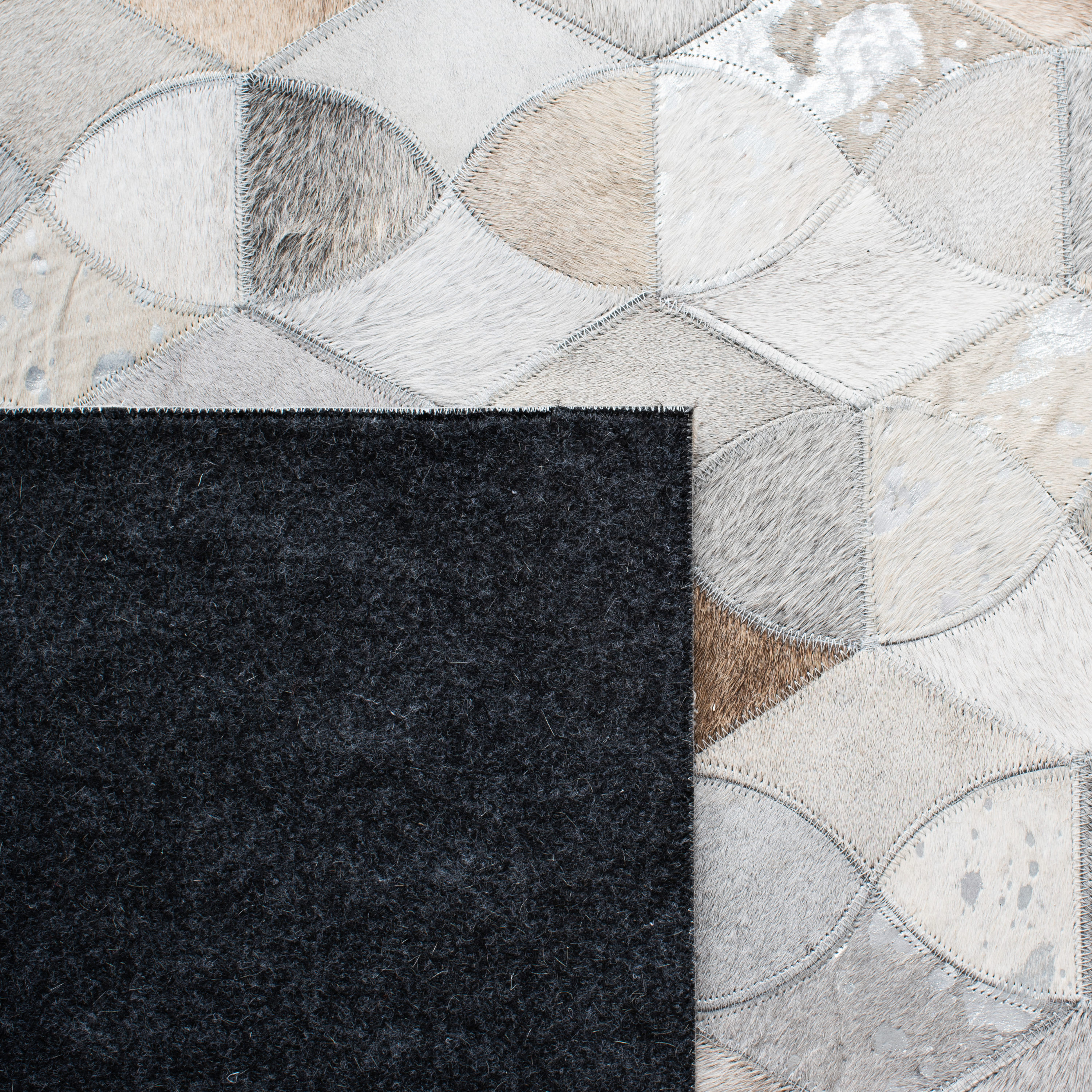 Gray Geometric Handmade Cowhide 3' x 5' Area Rug