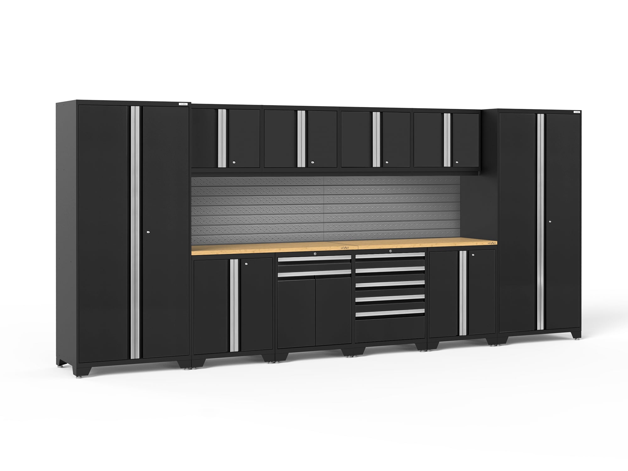 NewAge Products 64288 184-in W x 84.75-in H x 24-in D 10 -Cabinets Steel Black Garage Storage System