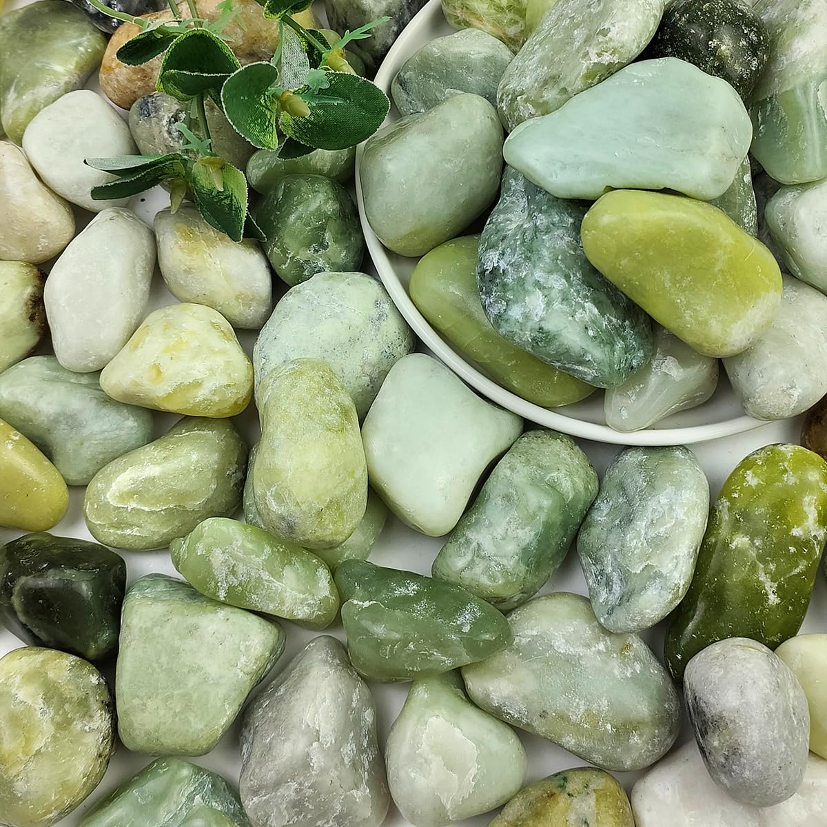 Afoxsos 10LB Succulent Jade Pebbles for Landscaping Natural Polished ...