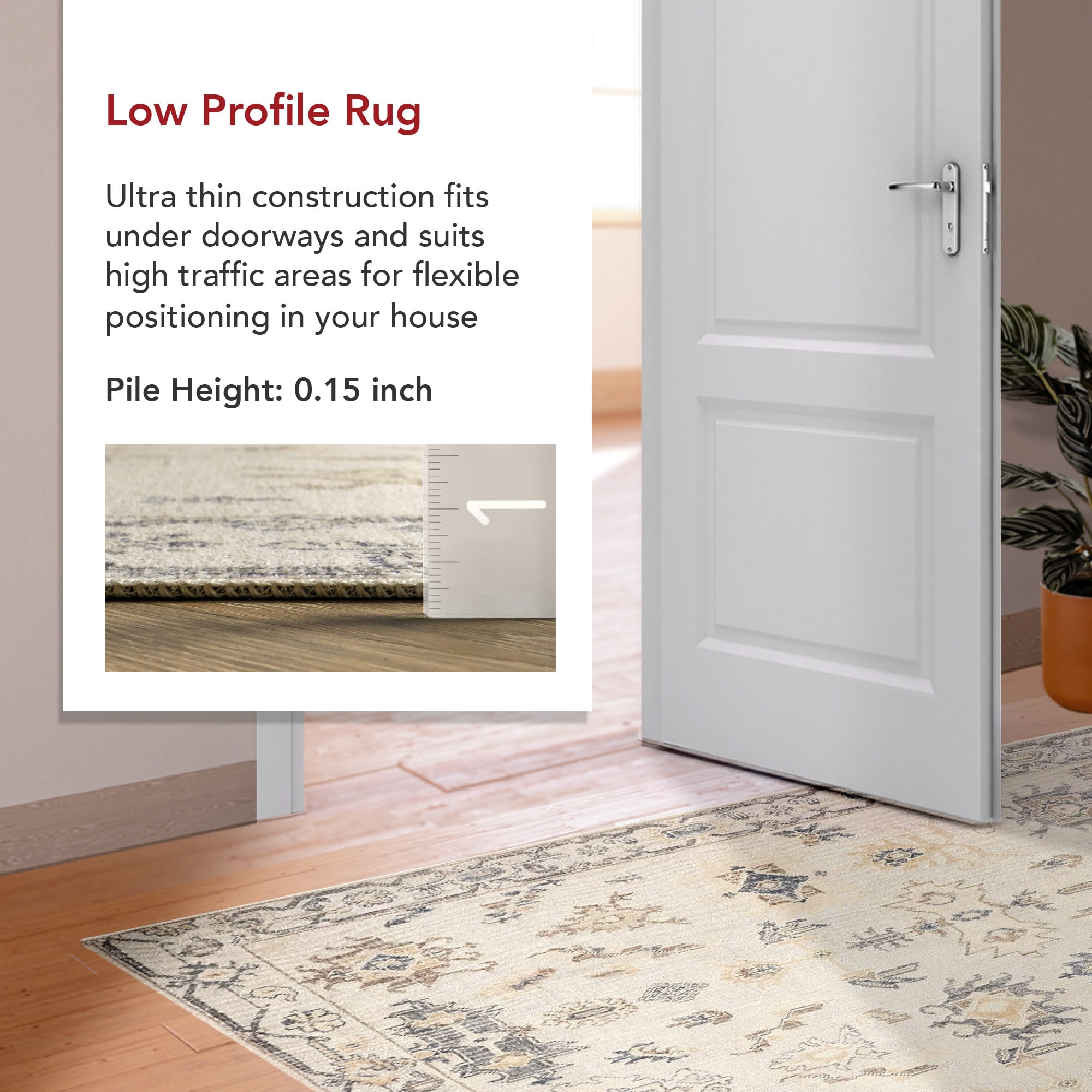 Eco-Friendly Easy-Care Gray Synthetic 4' x 6' Area Rug