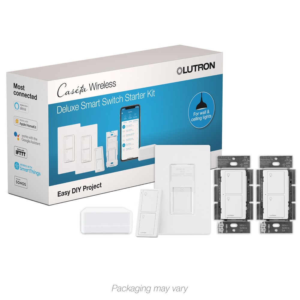 overrasket Lærd Had Lutron Caseta Smart Lighting 5-amp Single-pole/3-way Smart Tap Master Light  Switch with Wall Plate, White in the Light Switches department at Lowes.com