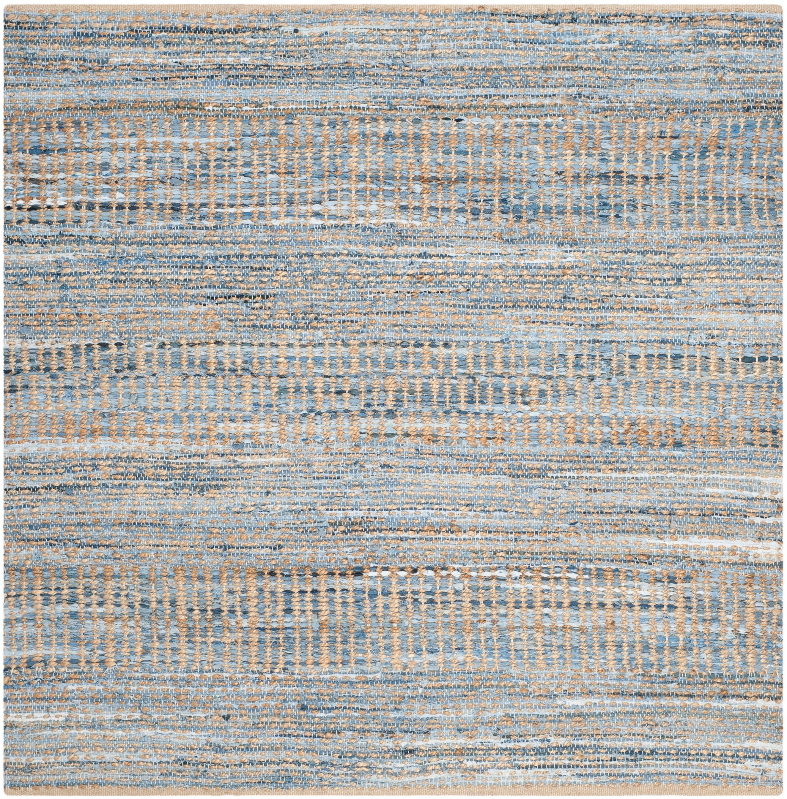 Cape Cod Blue and Natural Braided Jute Square Area Rug