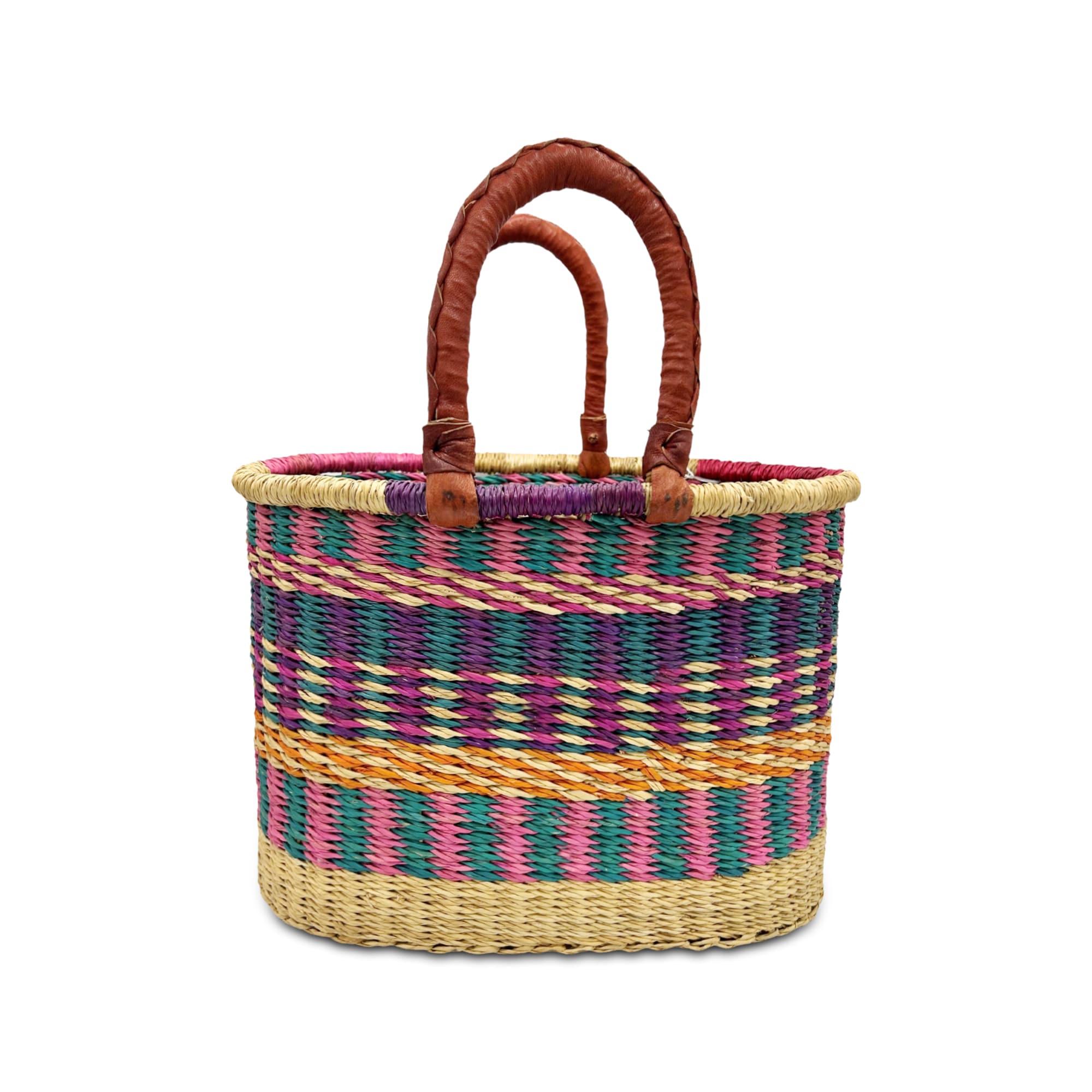 Ten by Three GSM2 One-of-a-kind ( 13.5-in W x 9.5-in H x 8-in D ) Multicolored Elephant grass Stackable Basket