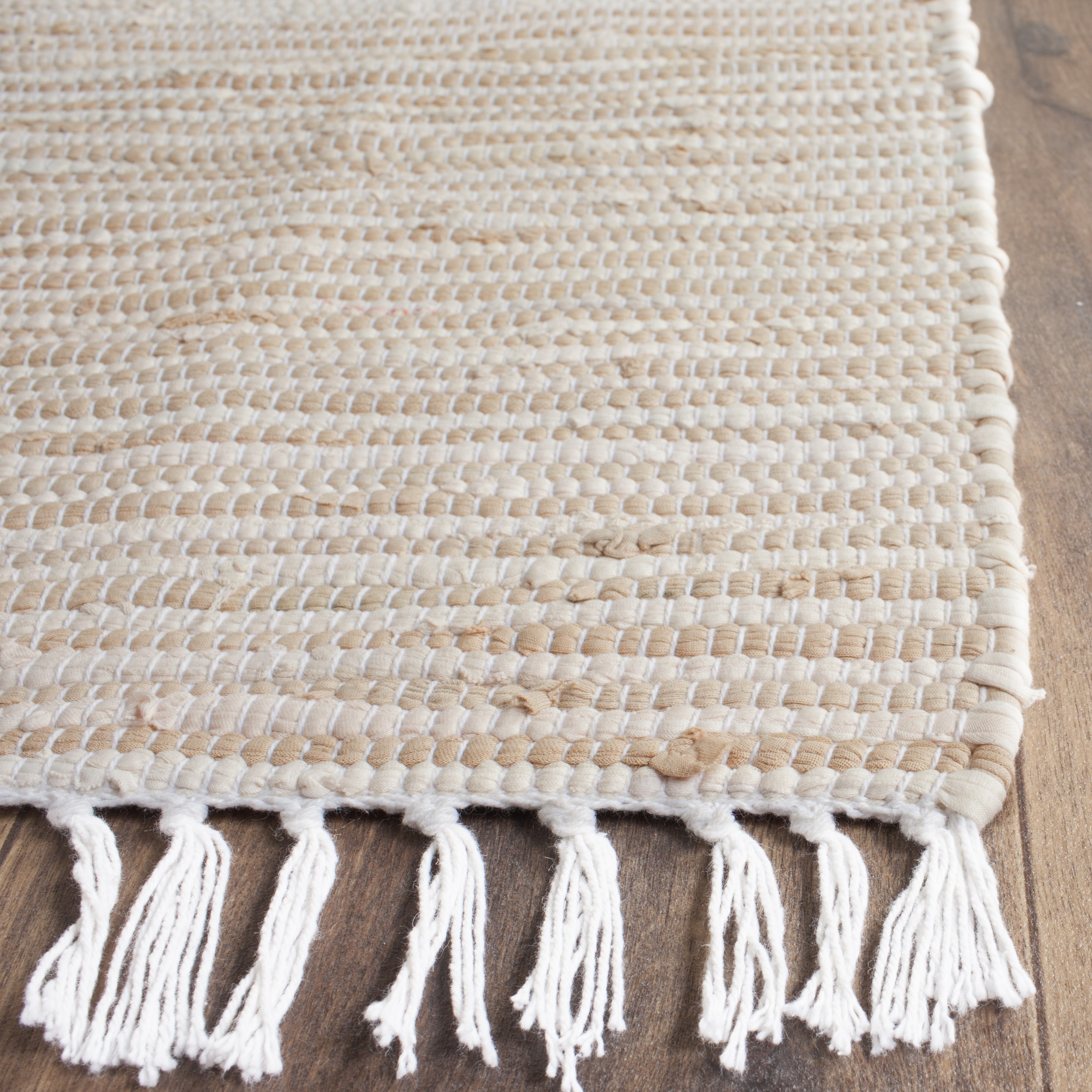 Ivory and Beige Handwoven Cotton 8' x 10' Area Rug