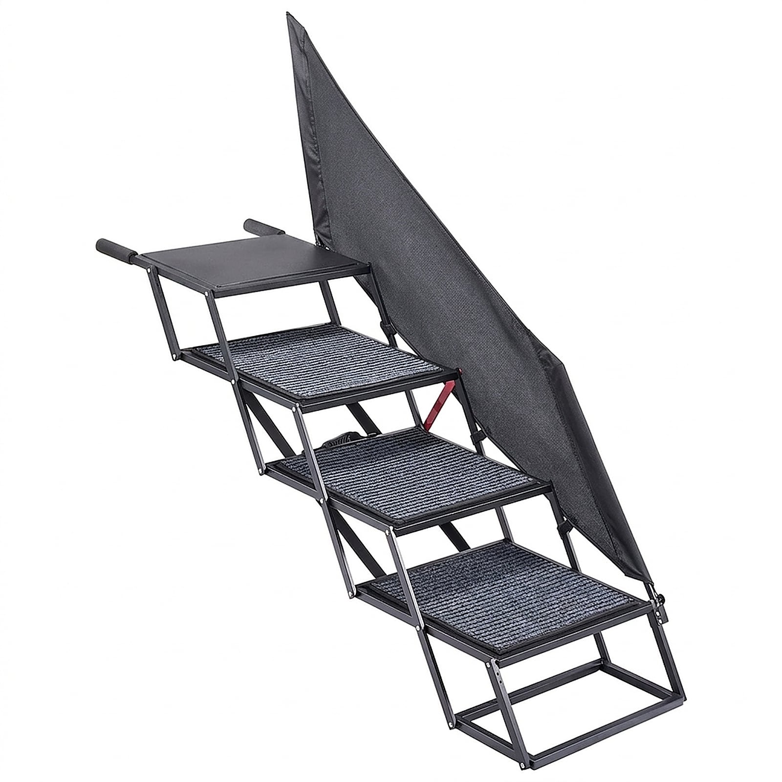 GIVIMO Dog Stairs for Car 4 Steps Extra Wide Folding Dog Steps for Large Dogs 400-lb Capacity Non-Slip Pet Stairs for SUV Truck High Beds and Sofas