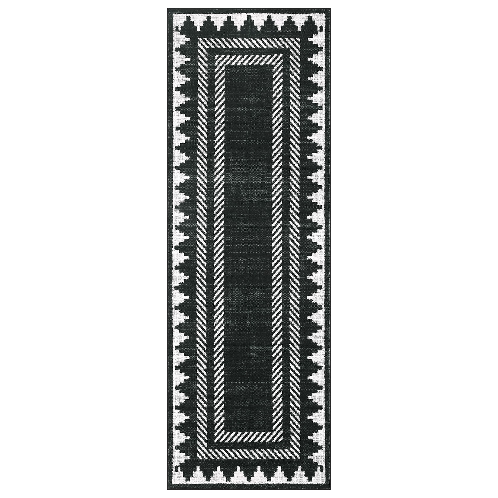 Garvee 2 x 6 ft Black Rectangular Polyester Bedroom Entryway Hallway ...