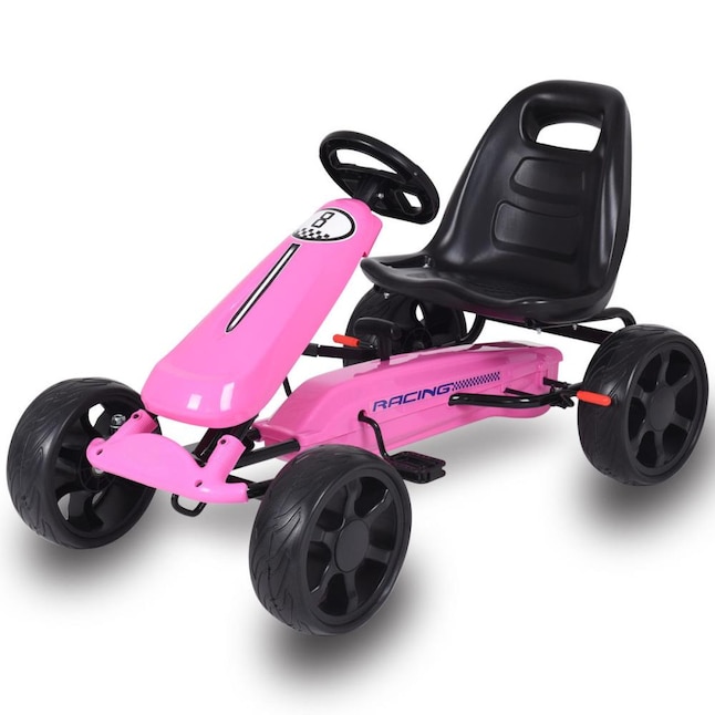Goplus Pink Go Kart Kids Ride On Car Pedal Powered 4 Wheel Racer  Outdoor  Toy for Ages 3-8 in the Kids Play Toys department at