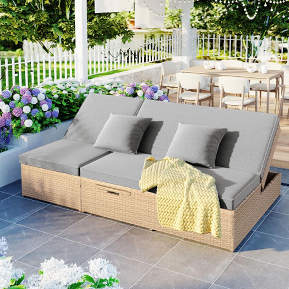 Belffin TOPMAX outdoor double leisure sun lounger wicker patio ...
