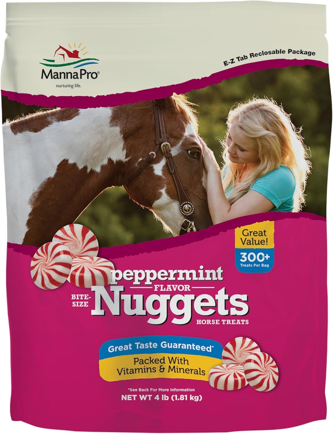 Manna Pro -  Bite-Size Nuggets for Horses Pocket Sized Training Horse Treats Peppermint Flavored ...