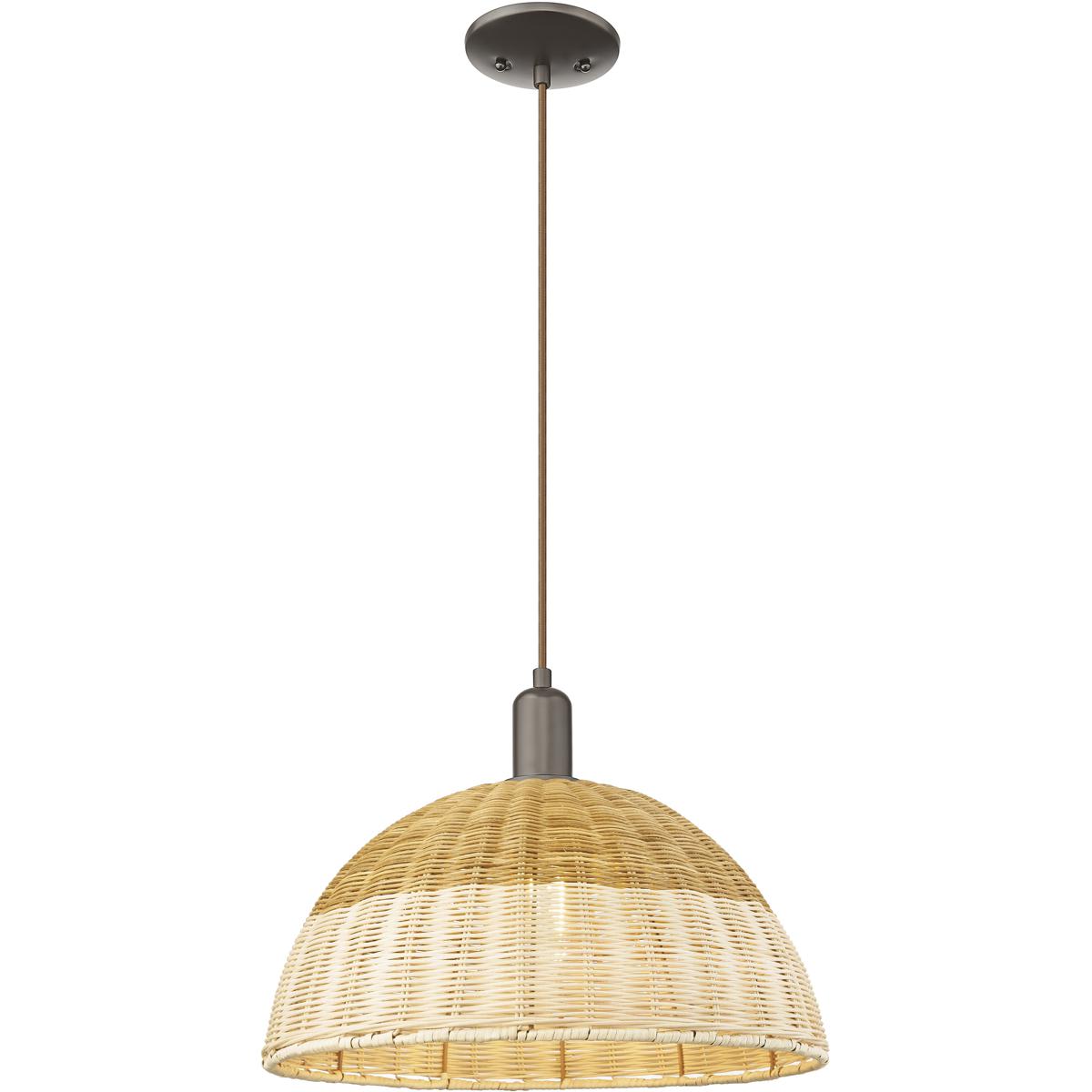Innovations Lighting  716-1P-OB-NBD2-16-NAT Natural Ballston Dome Mini Pendant Oil Rubbed Bronze