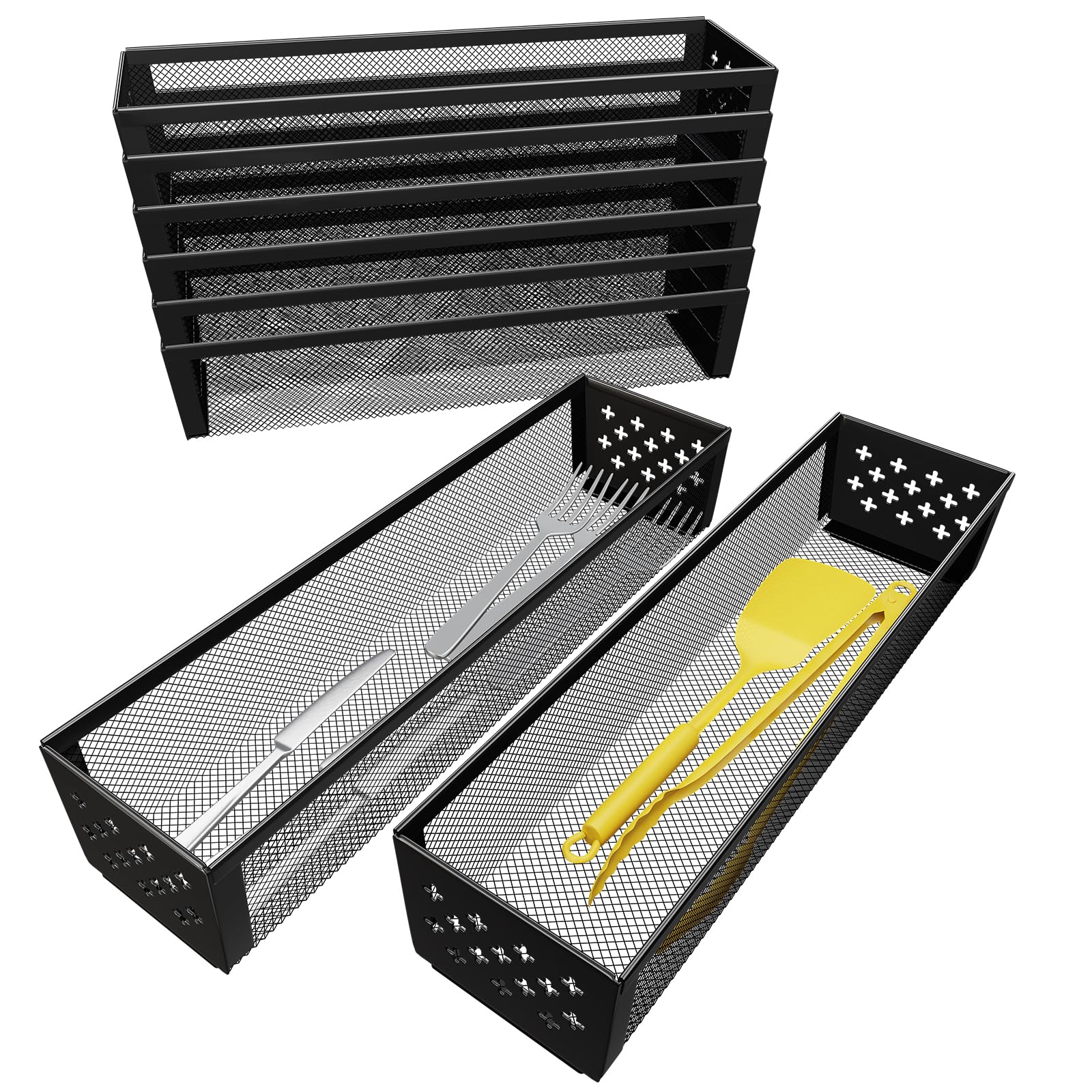 KIWDZFU  Silverware Drawer Organizer 8 Pack Utensil Organizer for Kitchen Drawers Metal Storage for Spoons Forks Knives 12.2 by 3.2 by 2.1 Inches