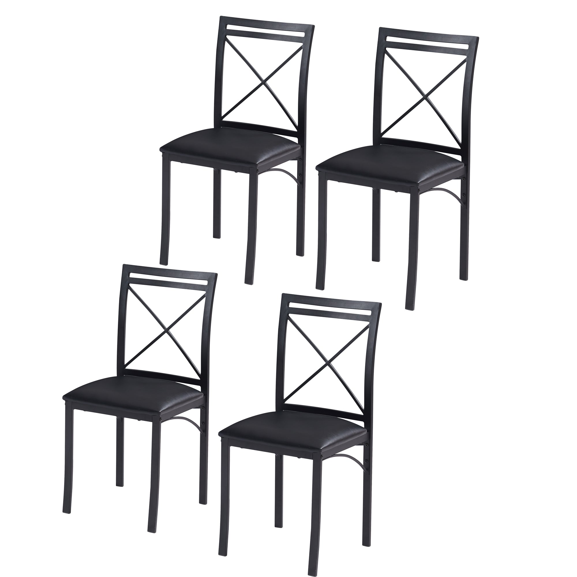 Vecelo LOE-FH-CHR16-BLK-A4 Metal Cross Back Side Chair Set of 4