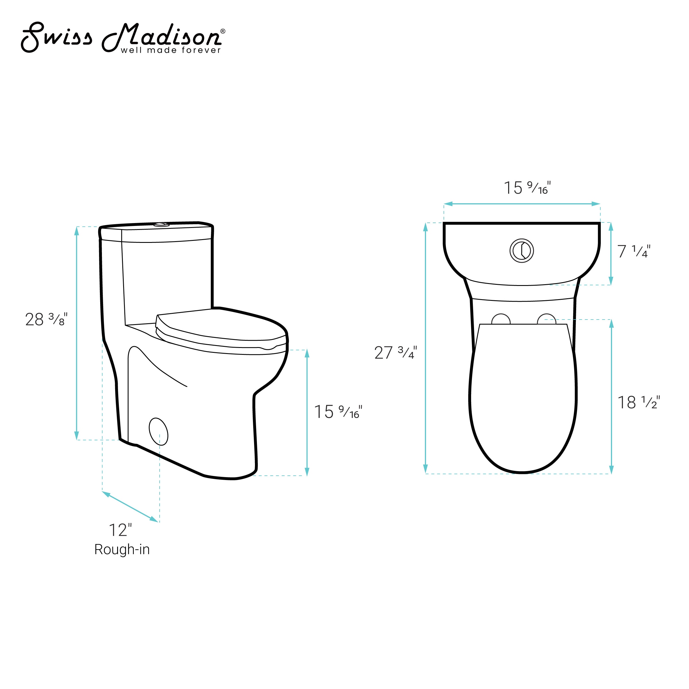Sublime Matte Black Ceramic One-Piece Elongated Toilet