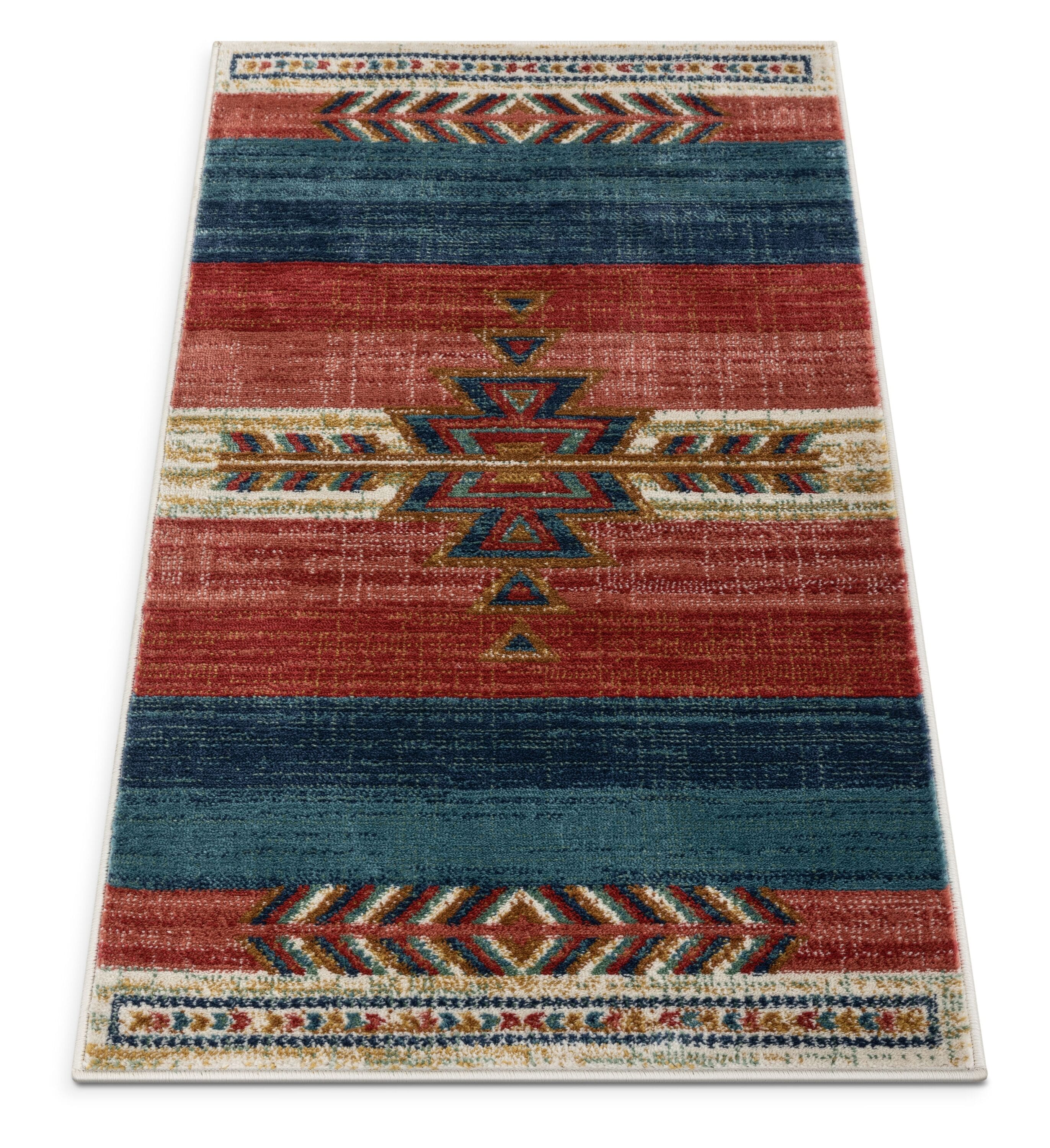 Crimson Southwestern Medallion Synthetic Reversible Rug