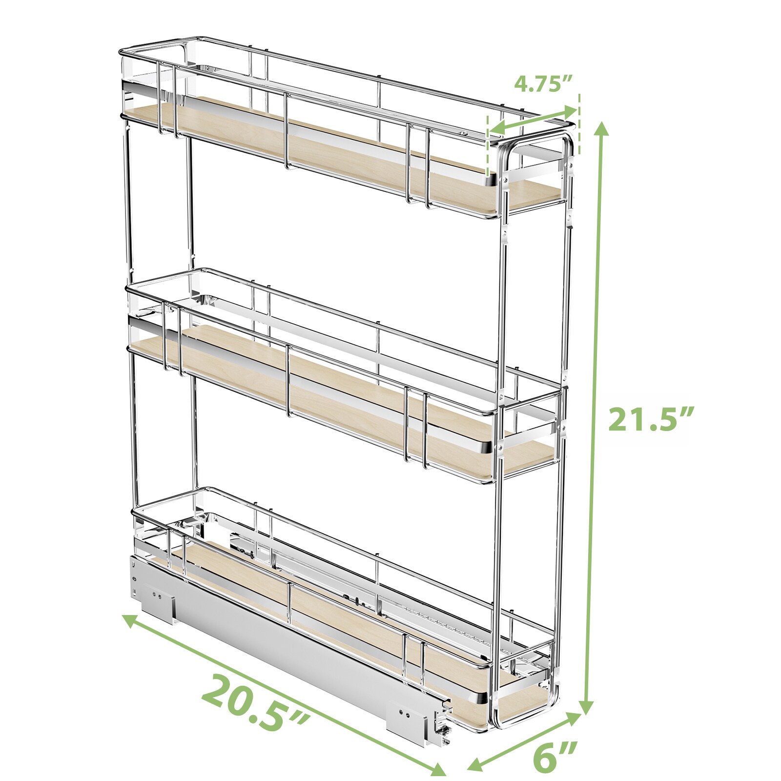 LOVMOR 3TIER-SPICE-WOOD-6 Pull-Out-Cabinet-Baskets - View #3