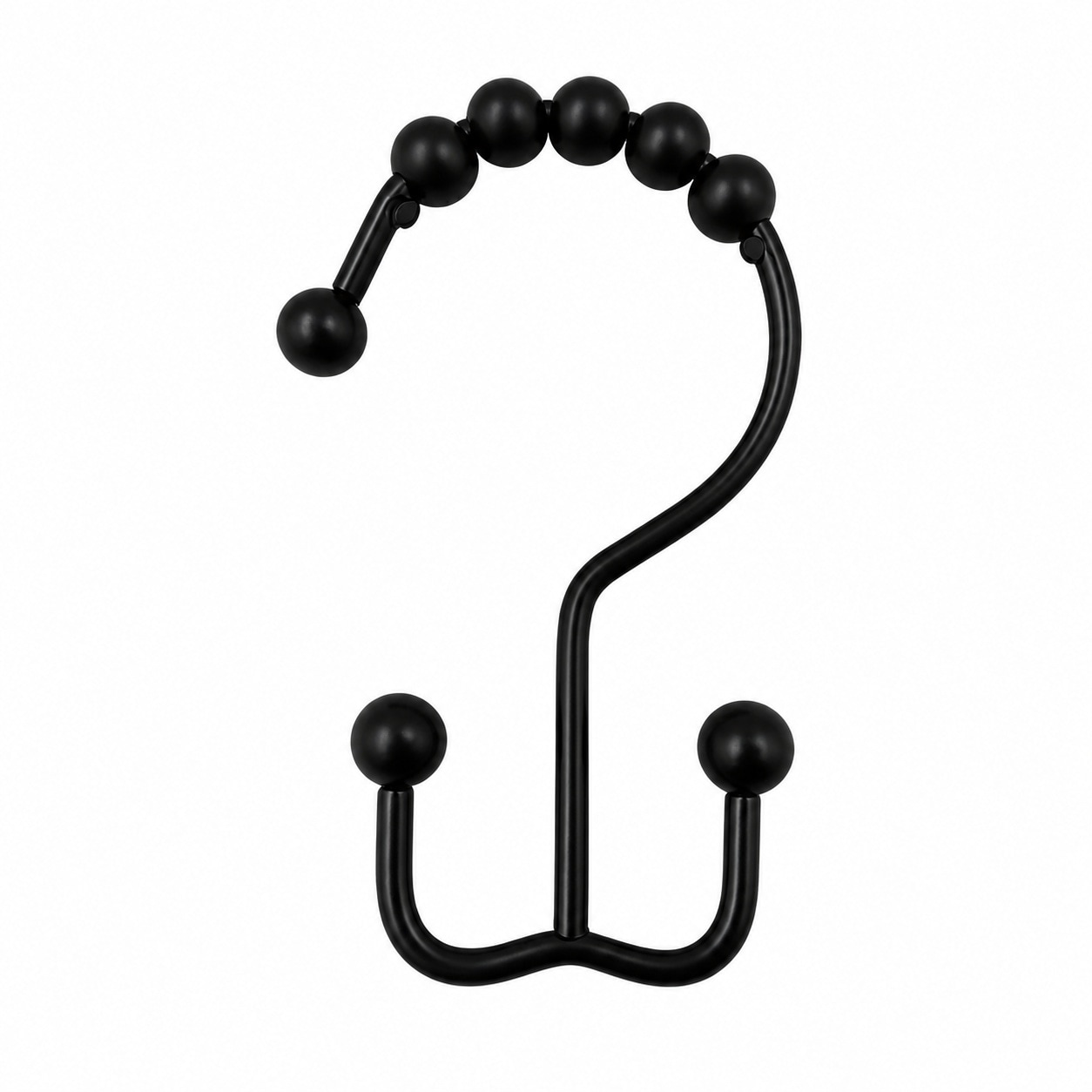 Aoibox  Black Shower Curtain Hooks Double Sliding Anti Rust 304 Stainless Steel Bath Curtain Rings with Five Rolling Balls 12 Set for Bathroom