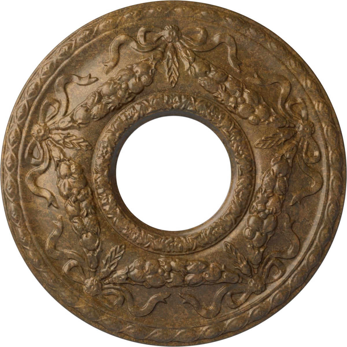 Ekena Millwork CM26HURZS Hurley 22.125-in W x 22.125-in L Painted Rubbed Bronze Polyurethane Whole Ceiling Medallion