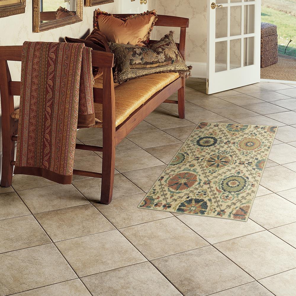 Mohawk Home 91467-70033-25X44 Stonehaven 2 x 3 (ft) Woven Polyester Beige Rectangular Indoor Geometric Throw rug