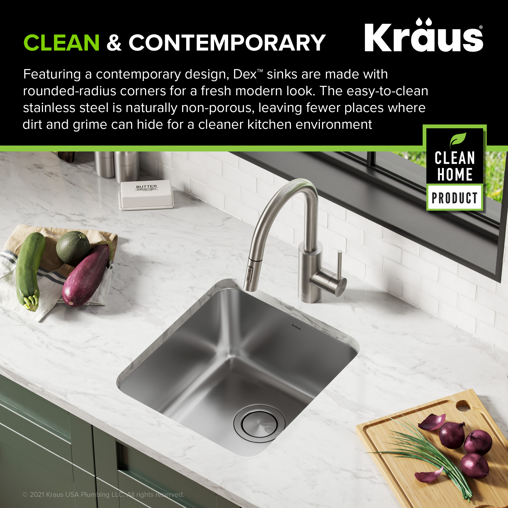 Kraus Dex 16.88-in L x 18.75-in W Stainless Steel Undermount Commercial ...