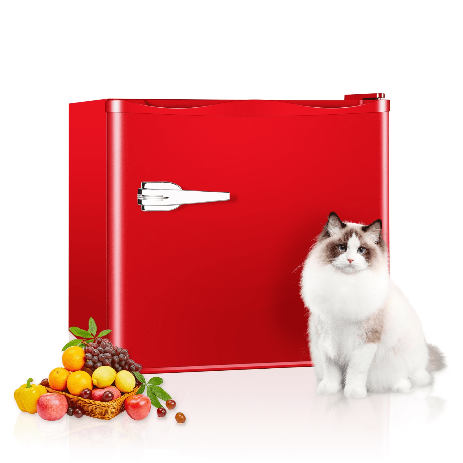 1.2 Cu.ft Red Mini Upright Freezer Compact Refrigerator Stainless