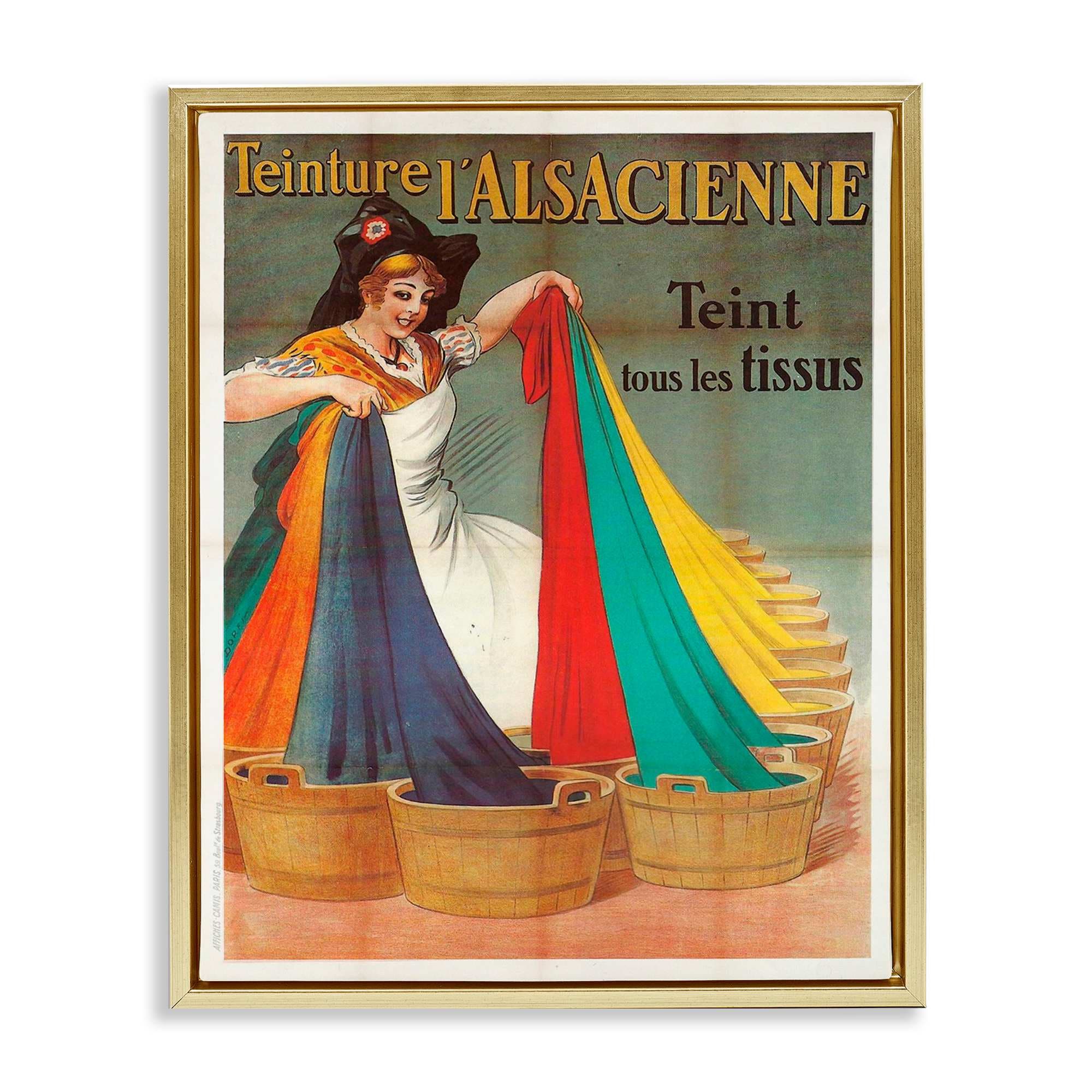 Stupell Industries BT-347-FFG-16X20 Vintage Teinture L'Alsacienne Gold Framed Floater Canvas Wall Art By Marcus Jules 17 x 21