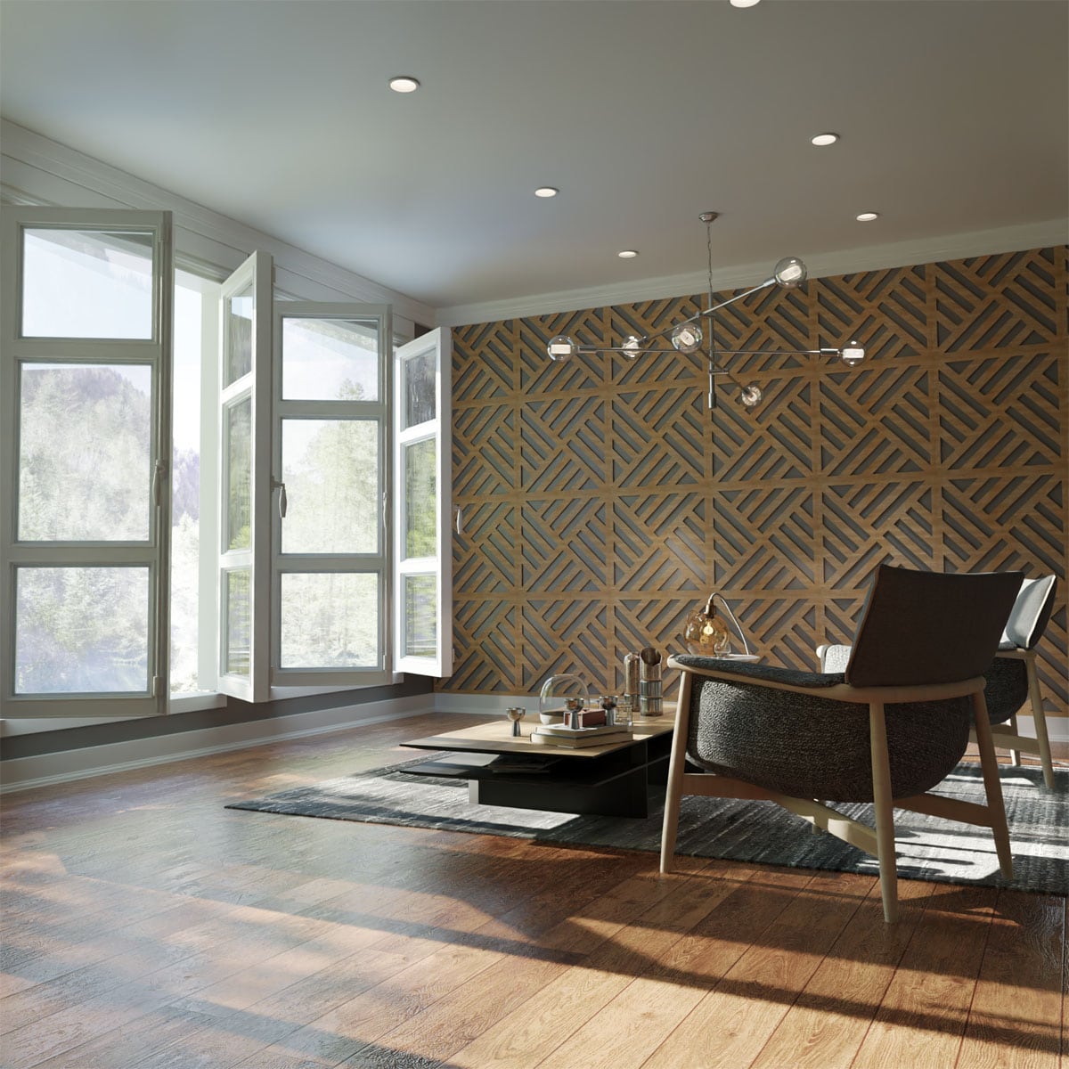 Ekena Millwork WALW24X24X0375ALLMF 23-3/8-in x 23-3/8-in Smooth Paintable/Stainable Wood Fretwork Wall Panel ( 3.79-sq ft )