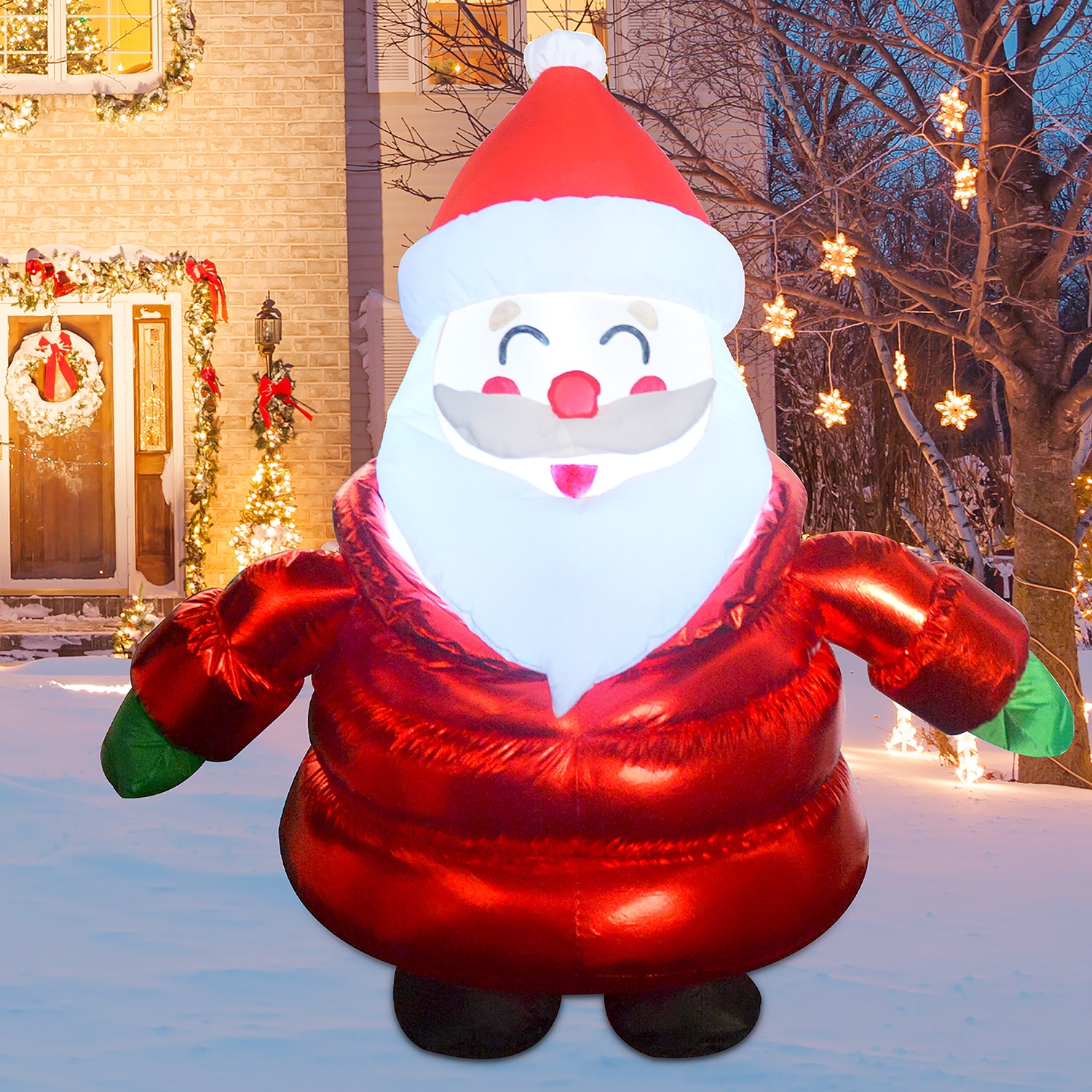 GOOSH 5-ft Lighted Santa Christmas Inflatable DJ-SD-27201 at Lowes.com