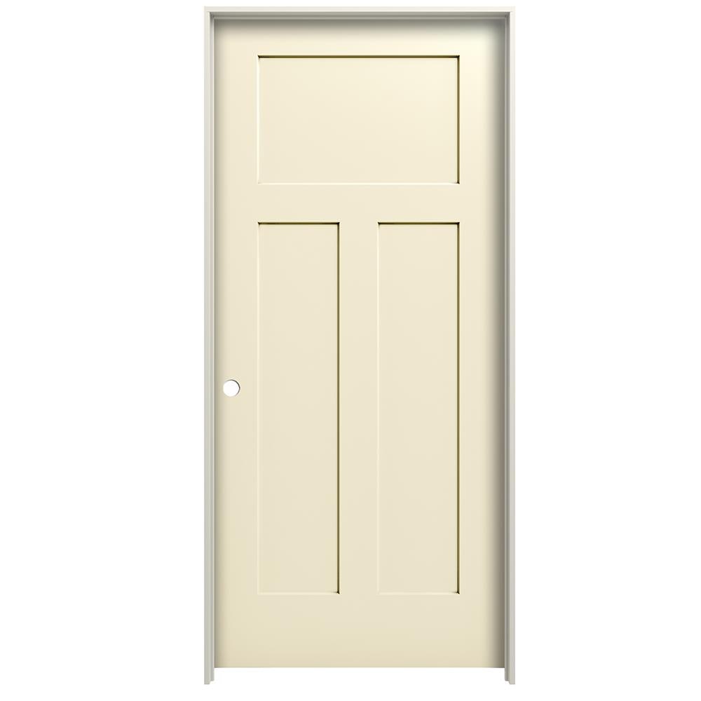 RELIABILT LO1003003 36-in x 80-in Cream-n-Sugar Hollow core 3-panel craftsman Right hand Smooth Prefinished Molded composite Flat Jamb Single Prehung Interior Door