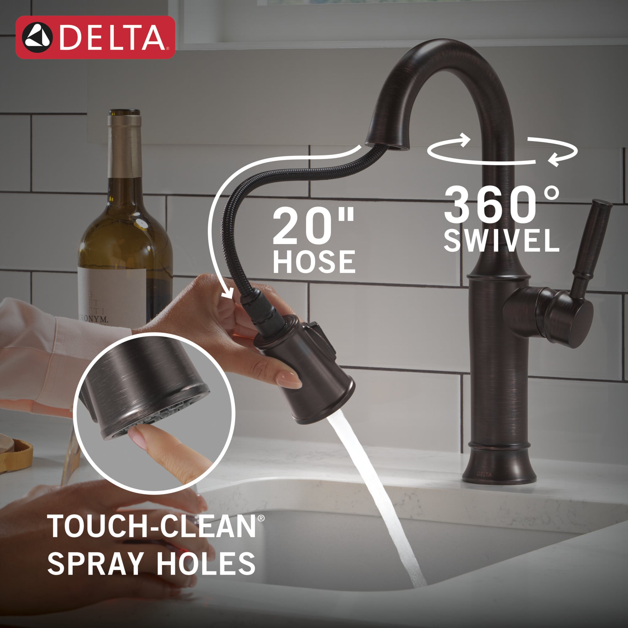 Renaldi Oil-Rubbed Bronze Pull-Out Spray Bar Faucet