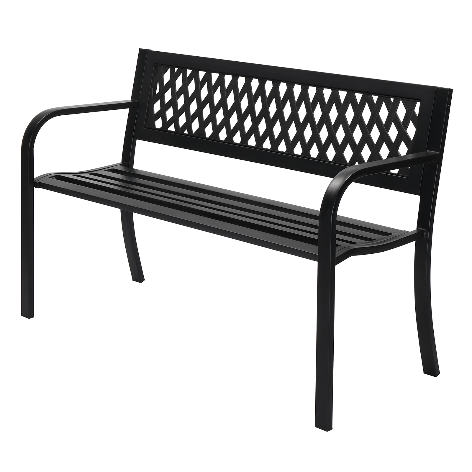 Winado 47-in W x 30.1-in H Black Iron Garden Bench in the Patio Benches ...