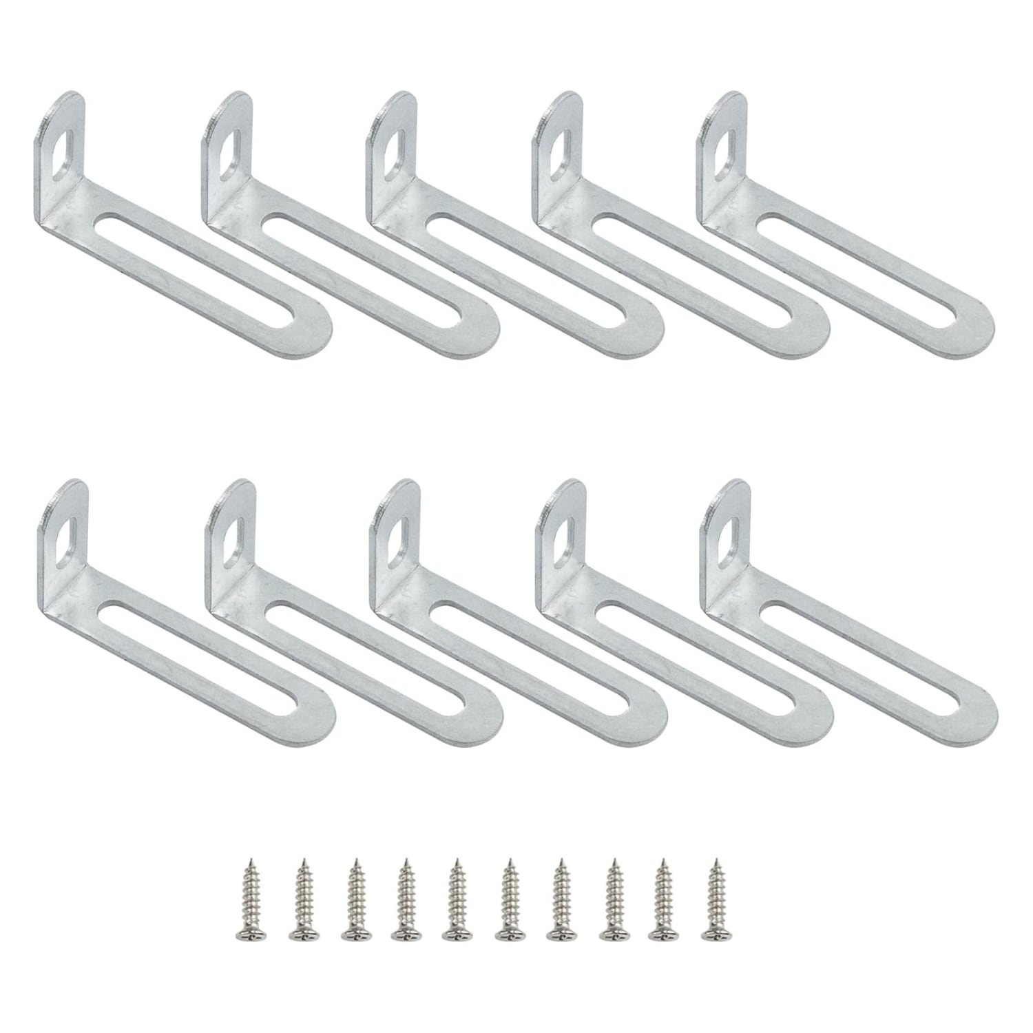 Etokfoks  10 Pack Adjustable Right Angle Brackets 2 in x 1 in x 0 5 in Metal L Bracket Heavy Duty 90 Degree Corner Brace with Screws