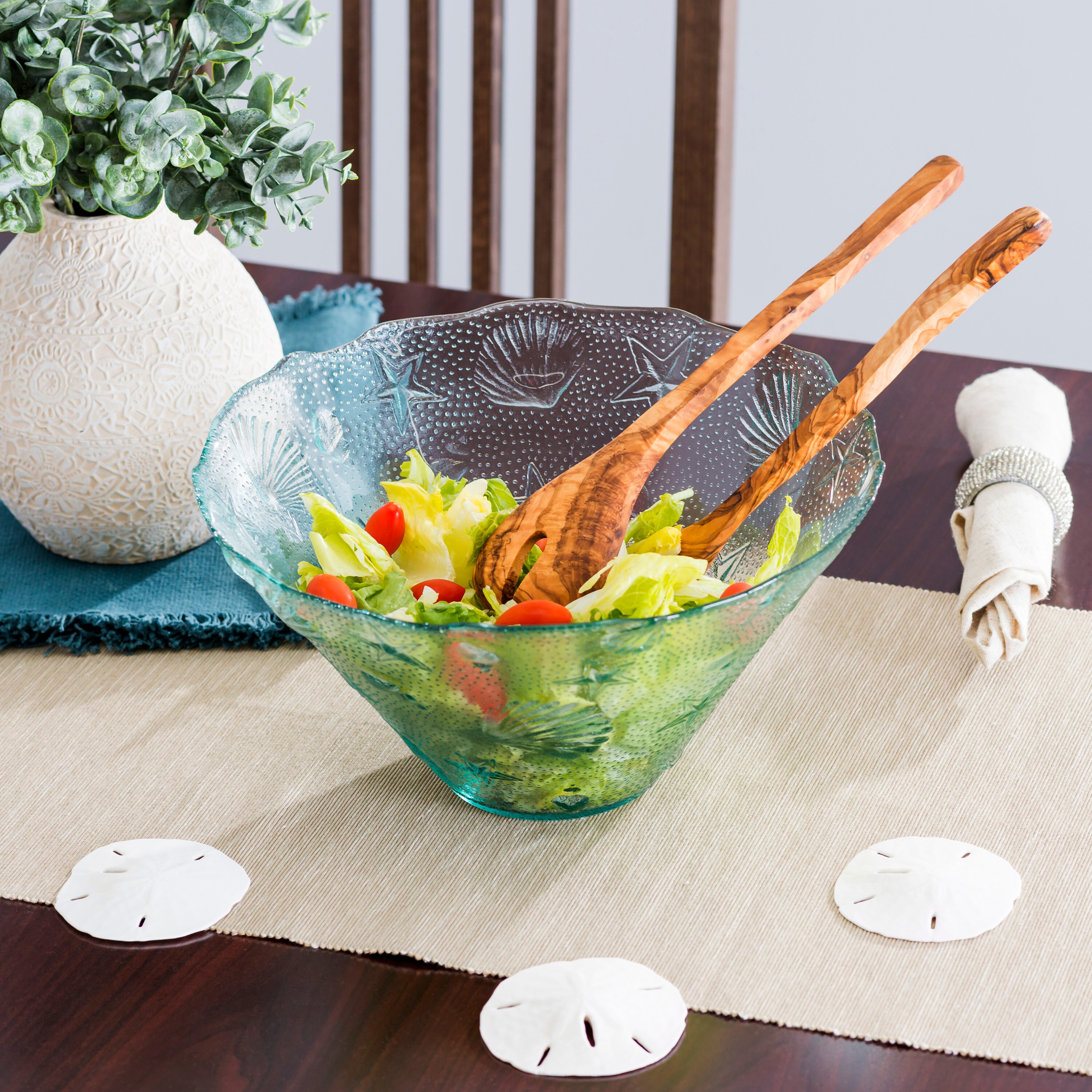 Textured Glass Salad Decorative Bowls Tableware Home Accessories