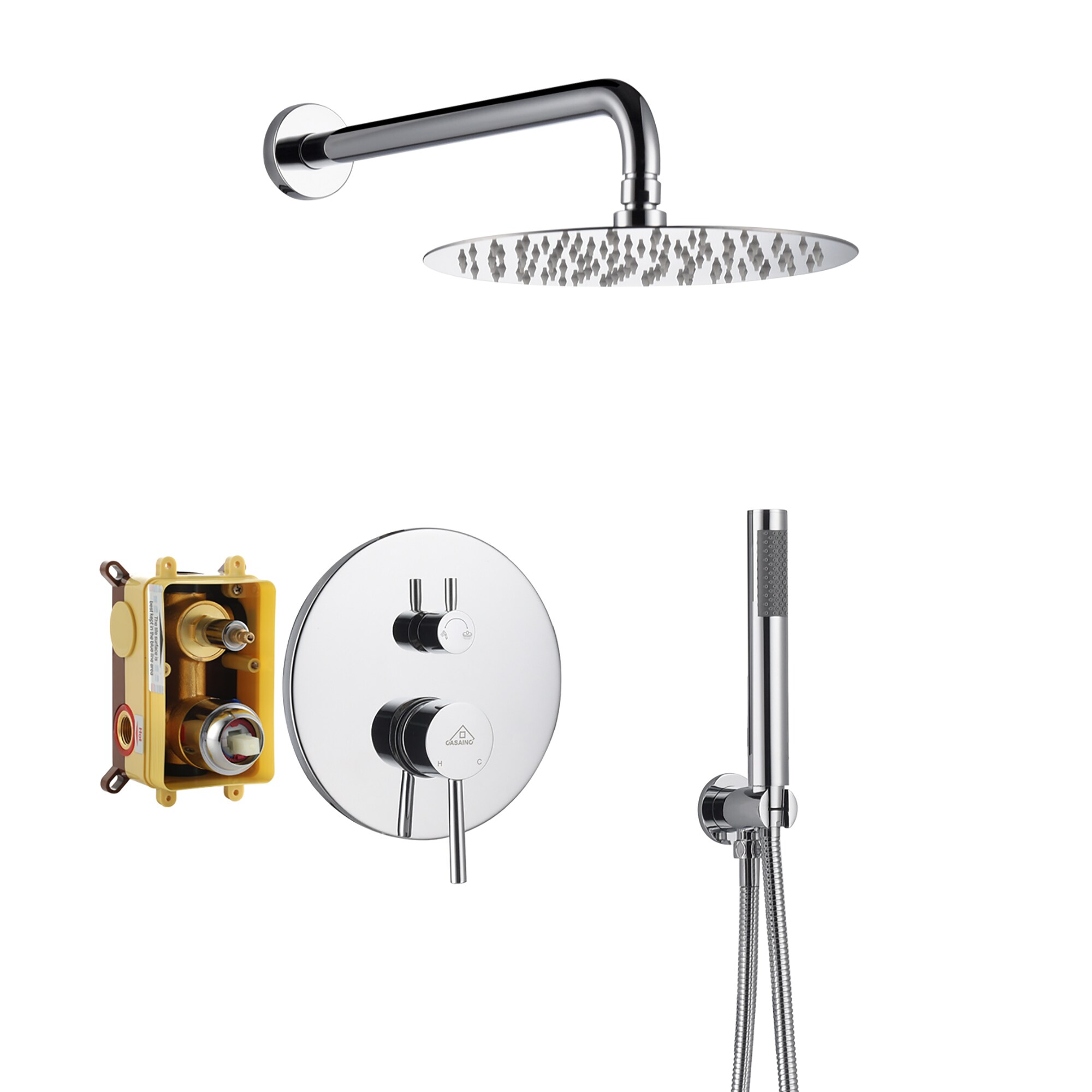 Round 2 Functions Wall Mount Dual Shower Heads Shower System In Chrome Bathroom Faucets & Shower