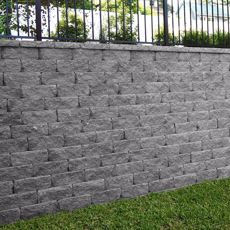 6-in H x 16-in L x 10-in D Grey/Char Concrete Retaining Wall Block in ...