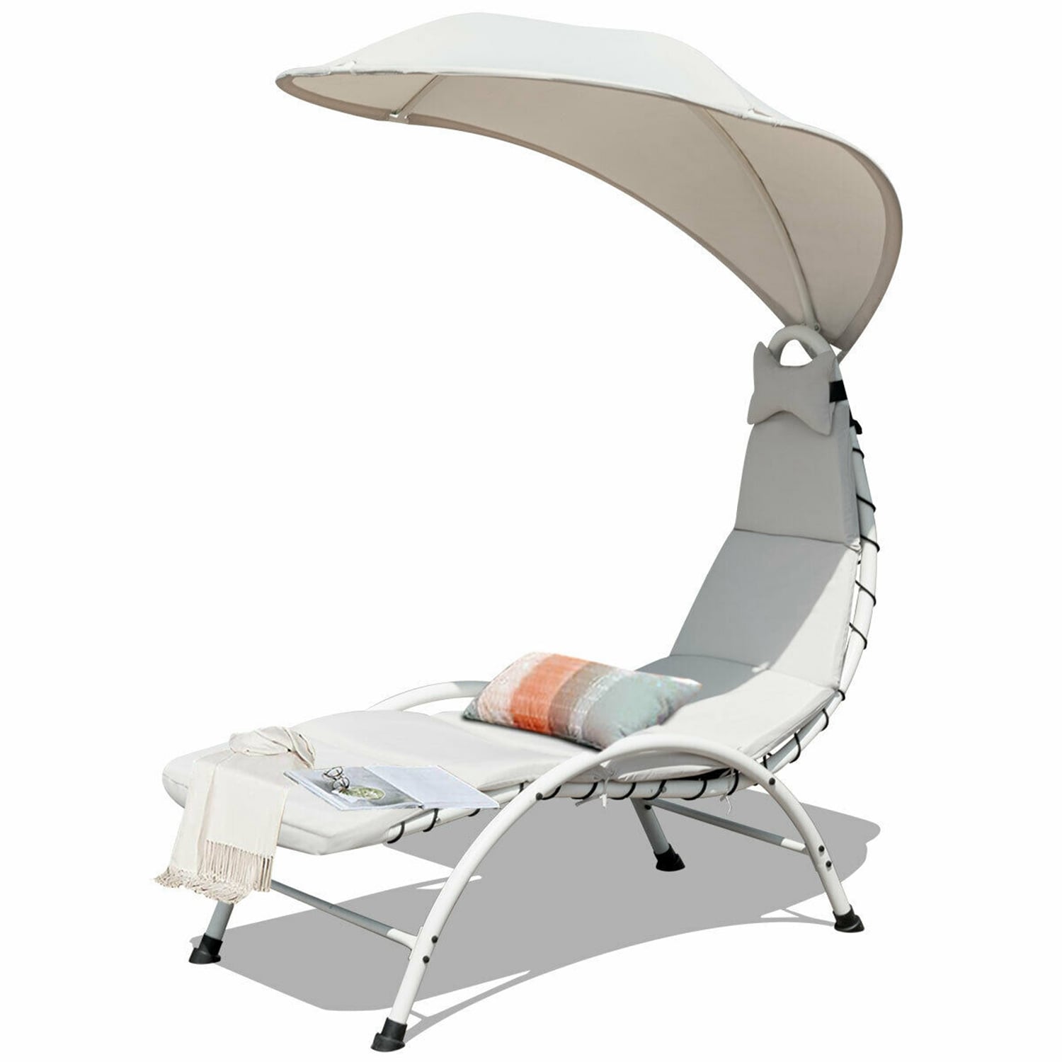Forclover CBM-443BK Outdoor Chaise Lounges Powder-coated Metal Frame Chaise lounge Chair with