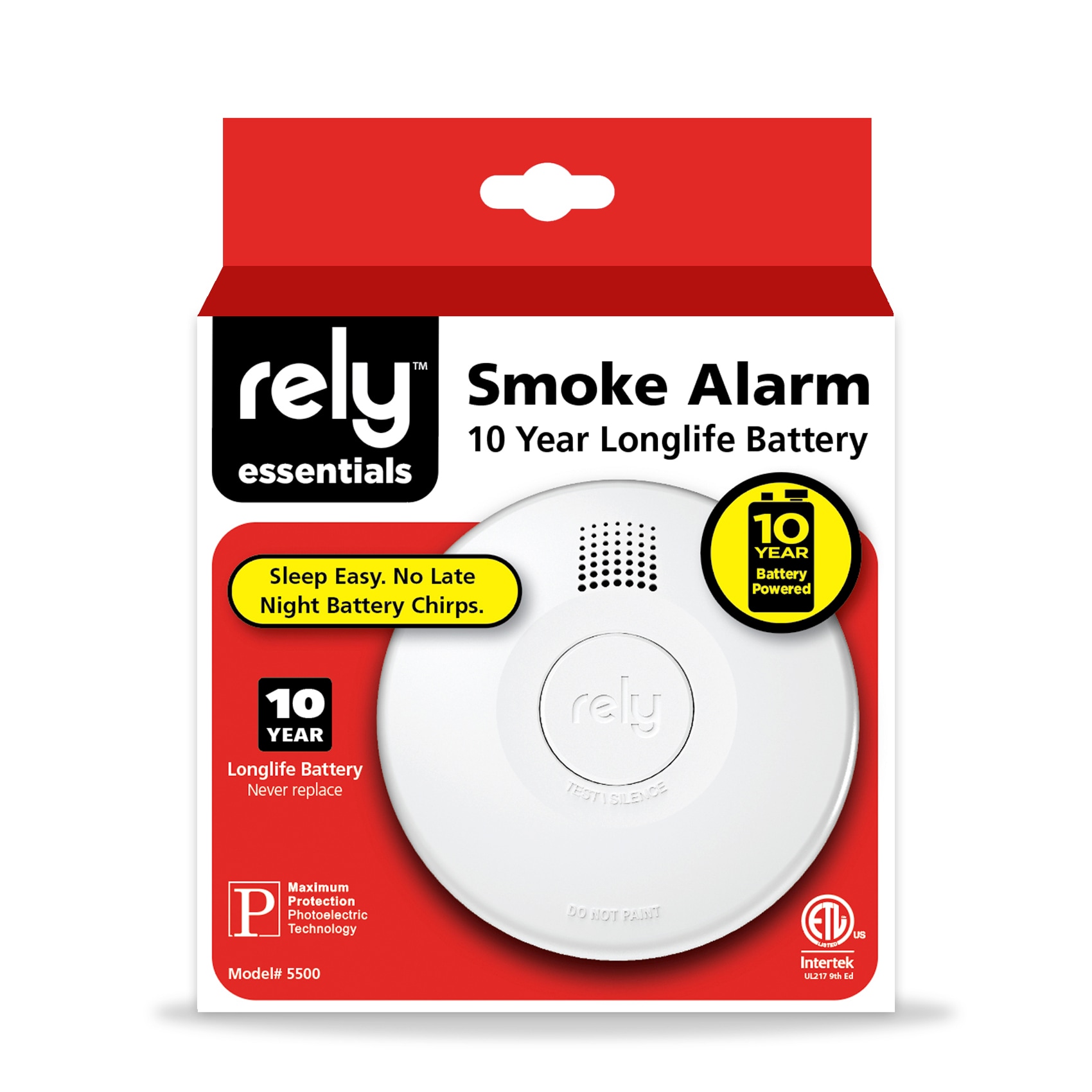 Rely 10-Year Battery Battery-operated Photoelectric Smoke detector #5500