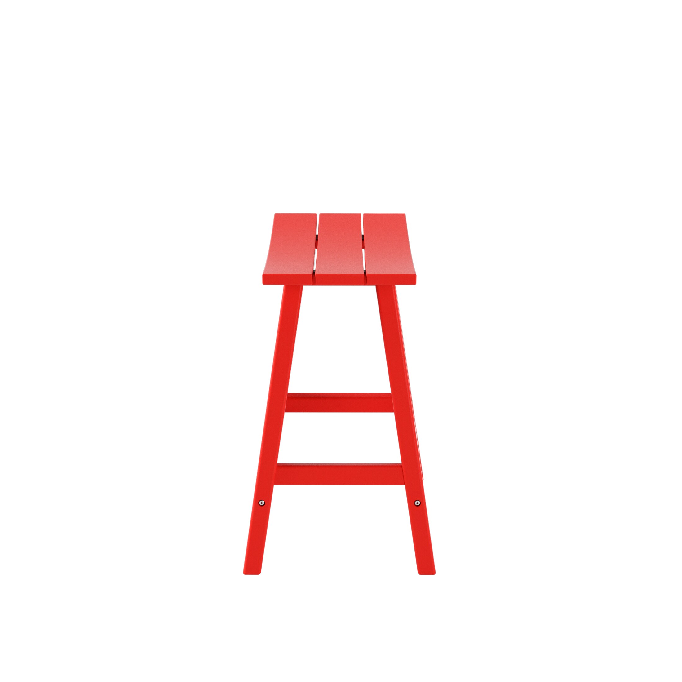 Laguna All-Weather Poly Outdoor Patio Bar Stool, 24" Red Saddle Seat (Set of 2)