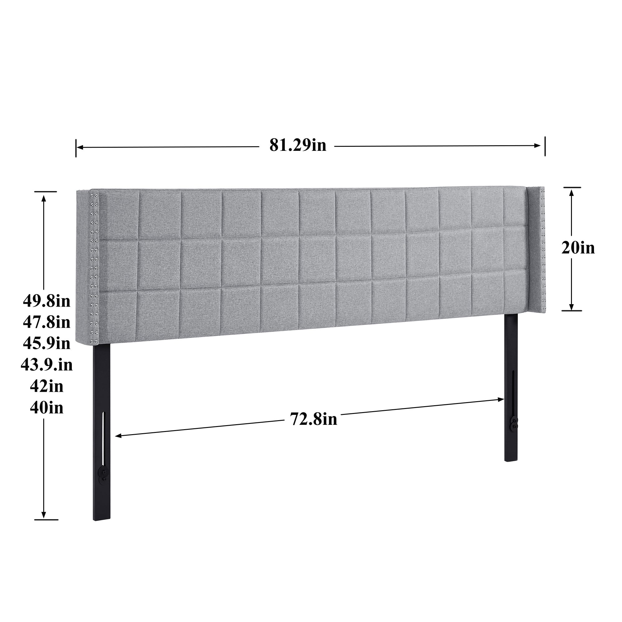 Vecelo LOE-HK01-LGRY Upholstered-Headboards - View #3